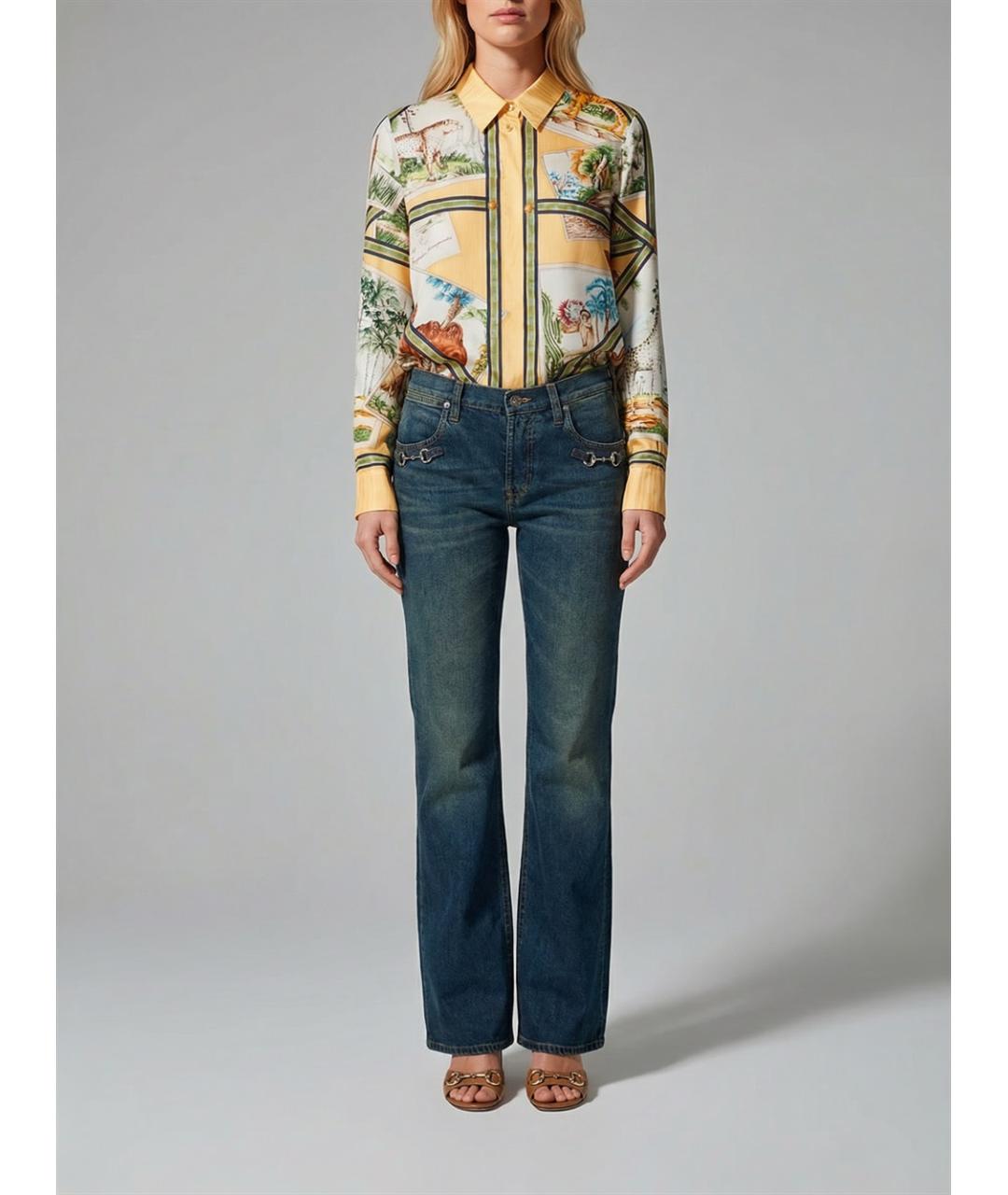 GUCCI Синие хлопковые прямые джинсы, фото 3