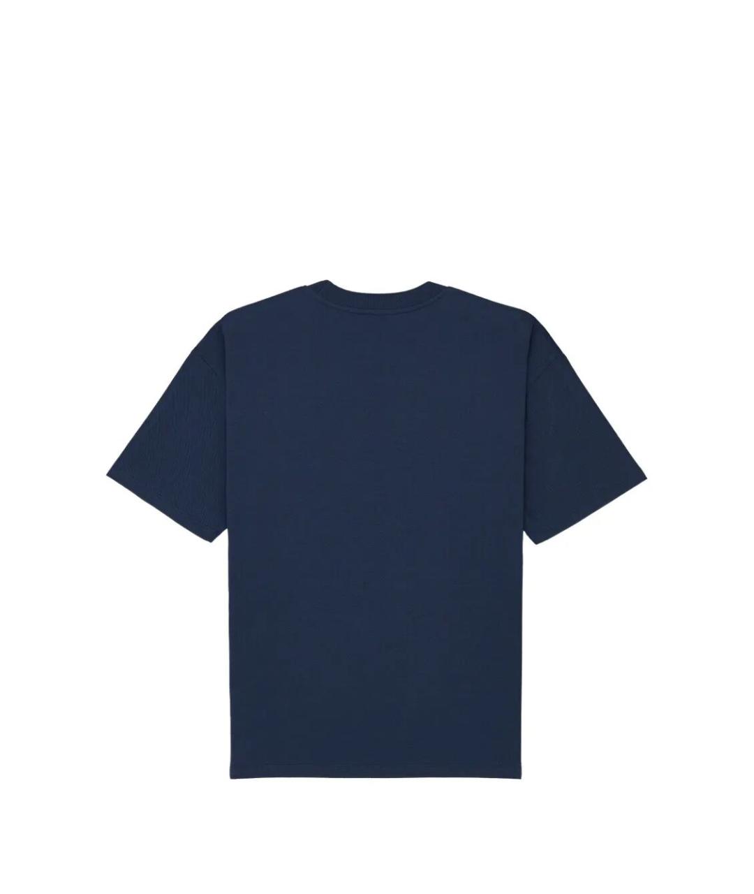 SAINT LAURENT Темно-синяя хлопковая футболка, фото 2