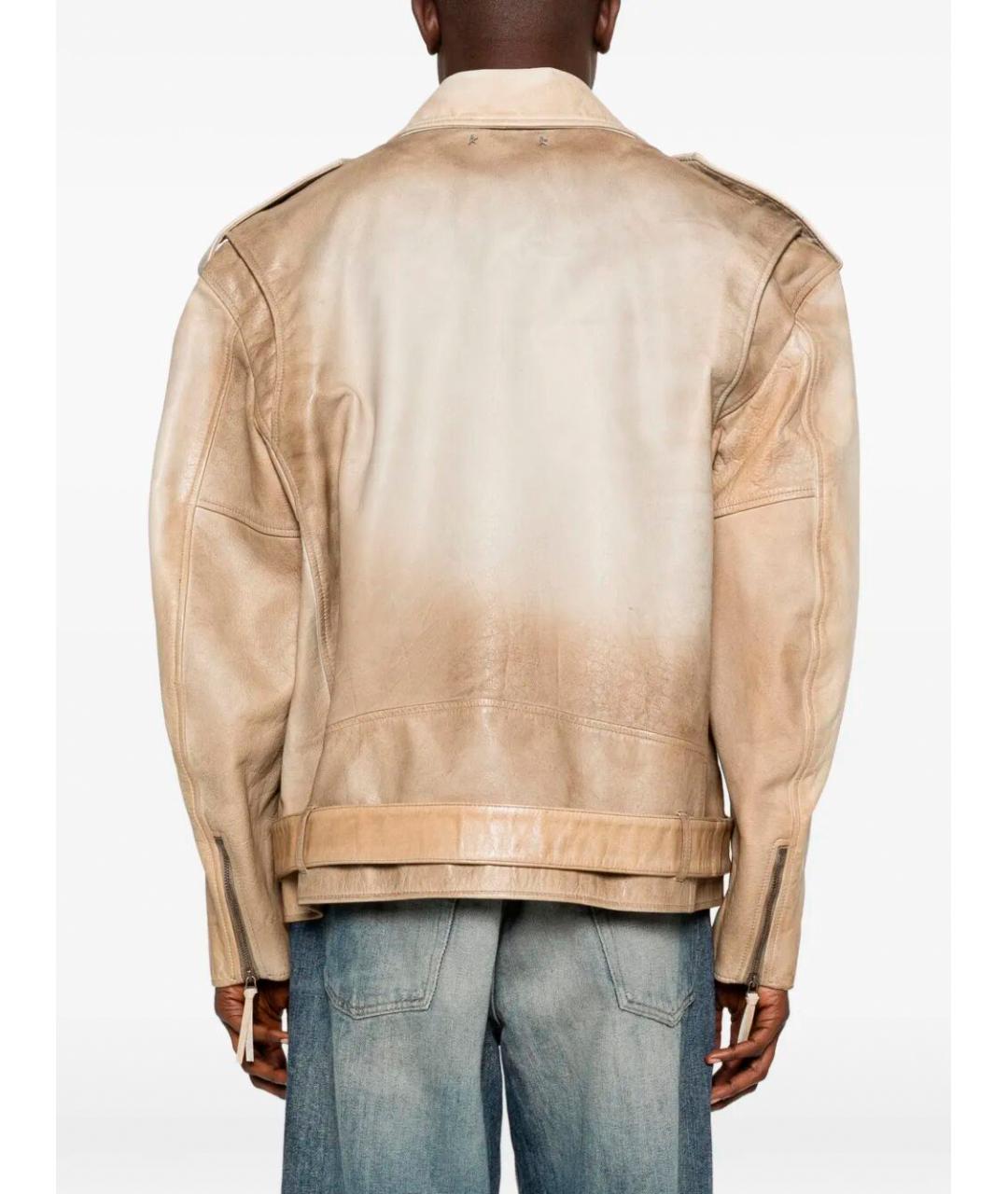GOLDEN GOOSE DELUXE BRAND Бежевая кожаная куртка, фото 3