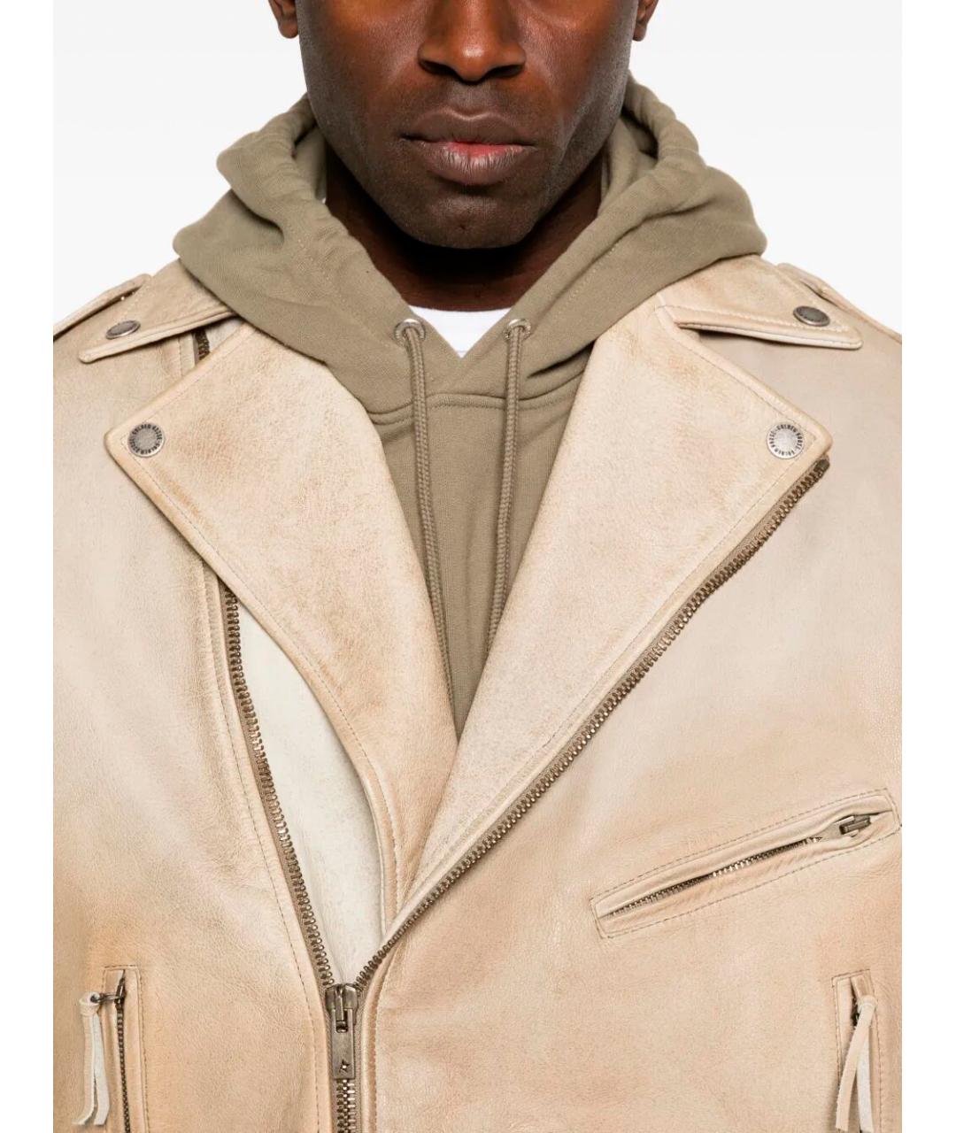 GOLDEN GOOSE DELUXE BRAND Бежевая кожаная куртка, фото 5