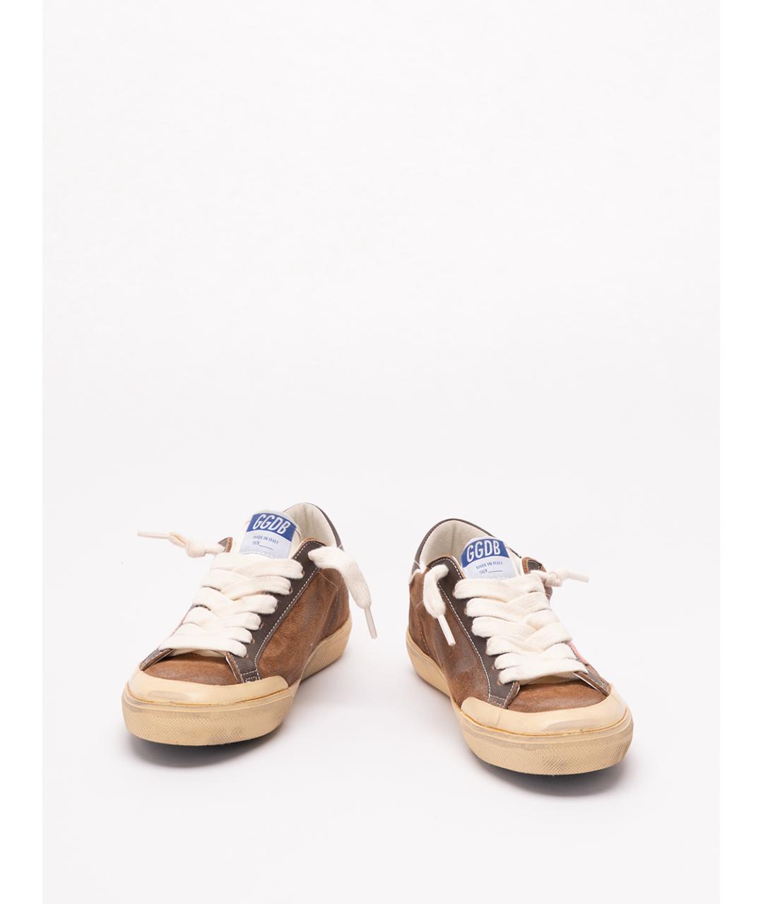 GOLDEN GOOSE DELUXE BRAND Коричневые кожаные низкие кроссовки / кеды, фото 2