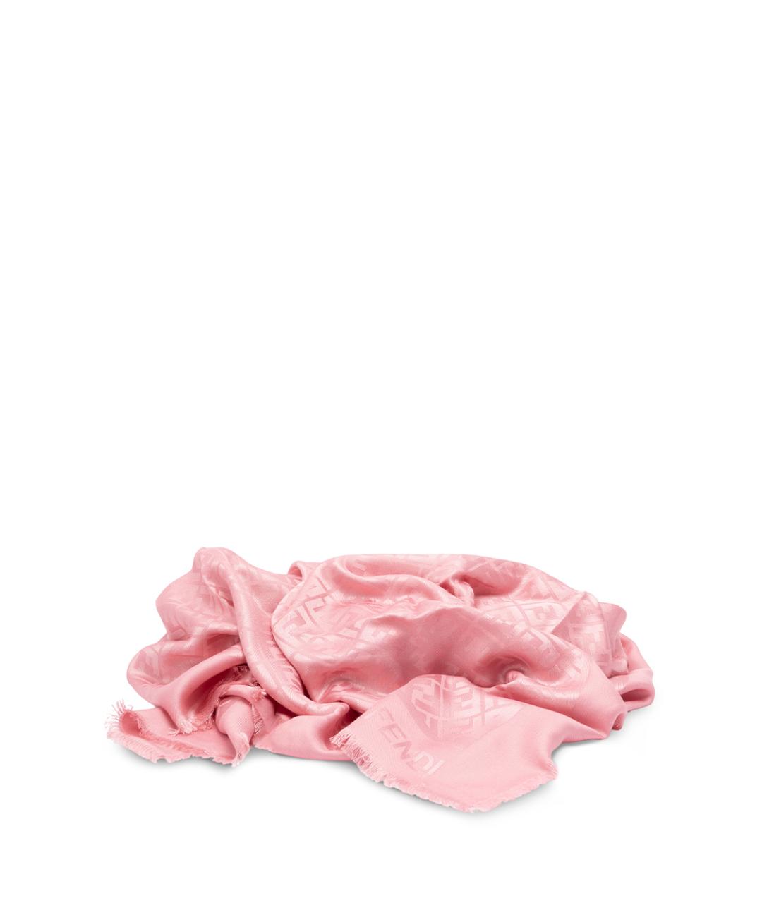 FENDI Розовый шелковый платок, фото 1