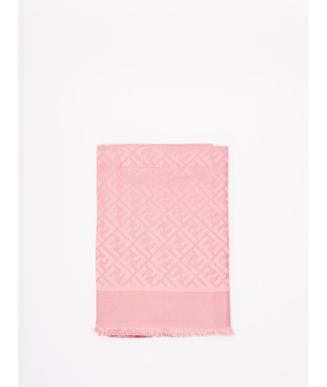 FENDI Розовый шелковый платок, фото 4