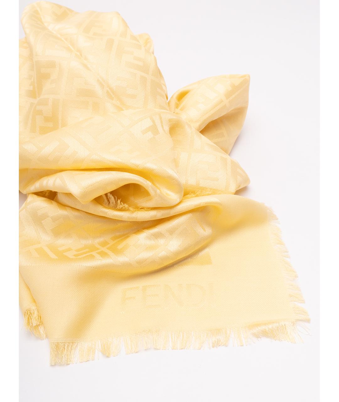 FENDI Желтый шелковый шарф, фото 3
