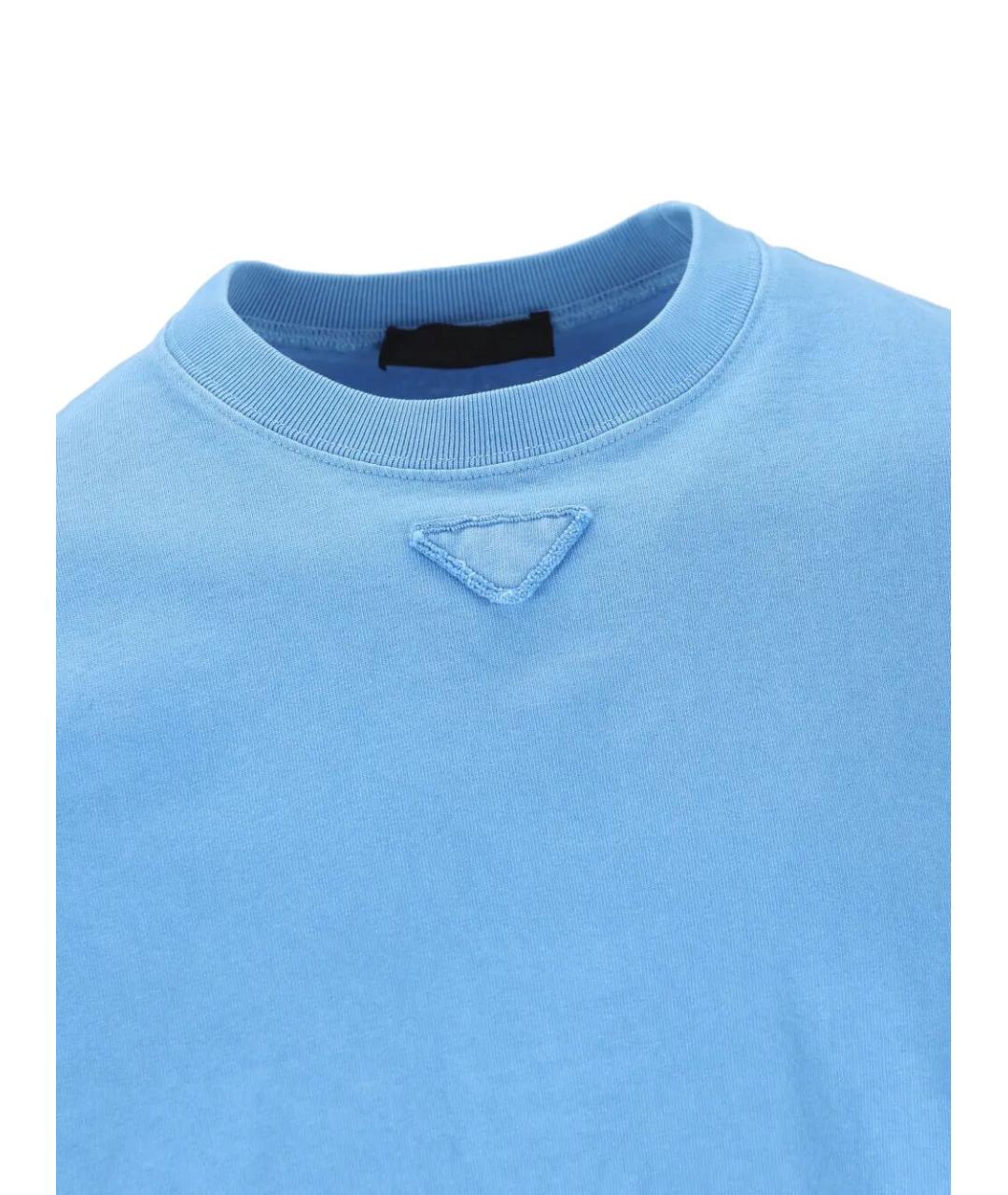 PRADA Голубая хлопковая футболка, фото 4