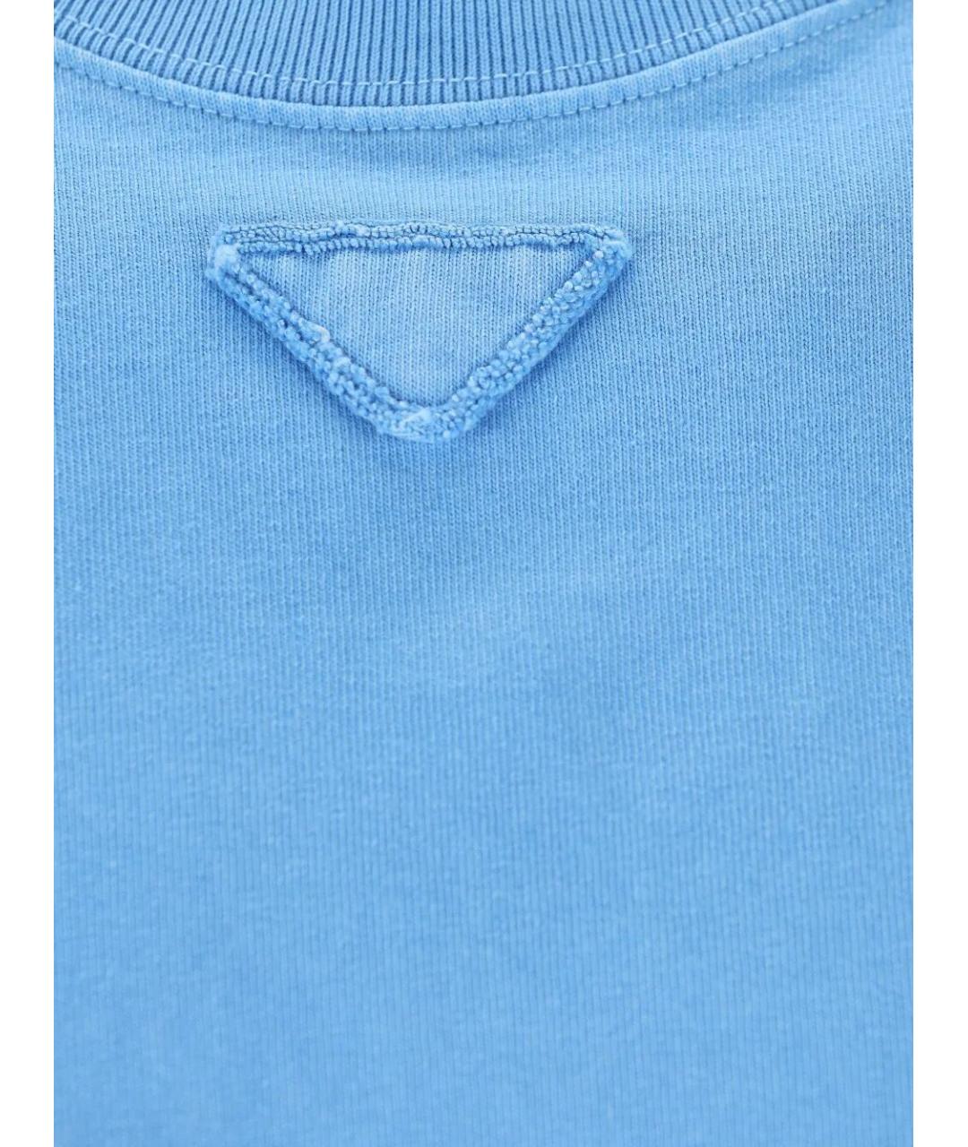 PRADA Голубая хлопковая футболка, фото 3