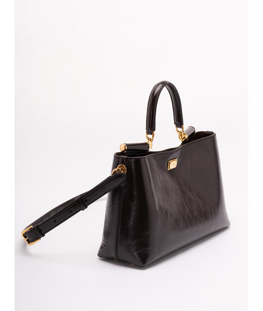 DOLCE&GABBANA Коричневая кожаная сумка тоут, фото 3