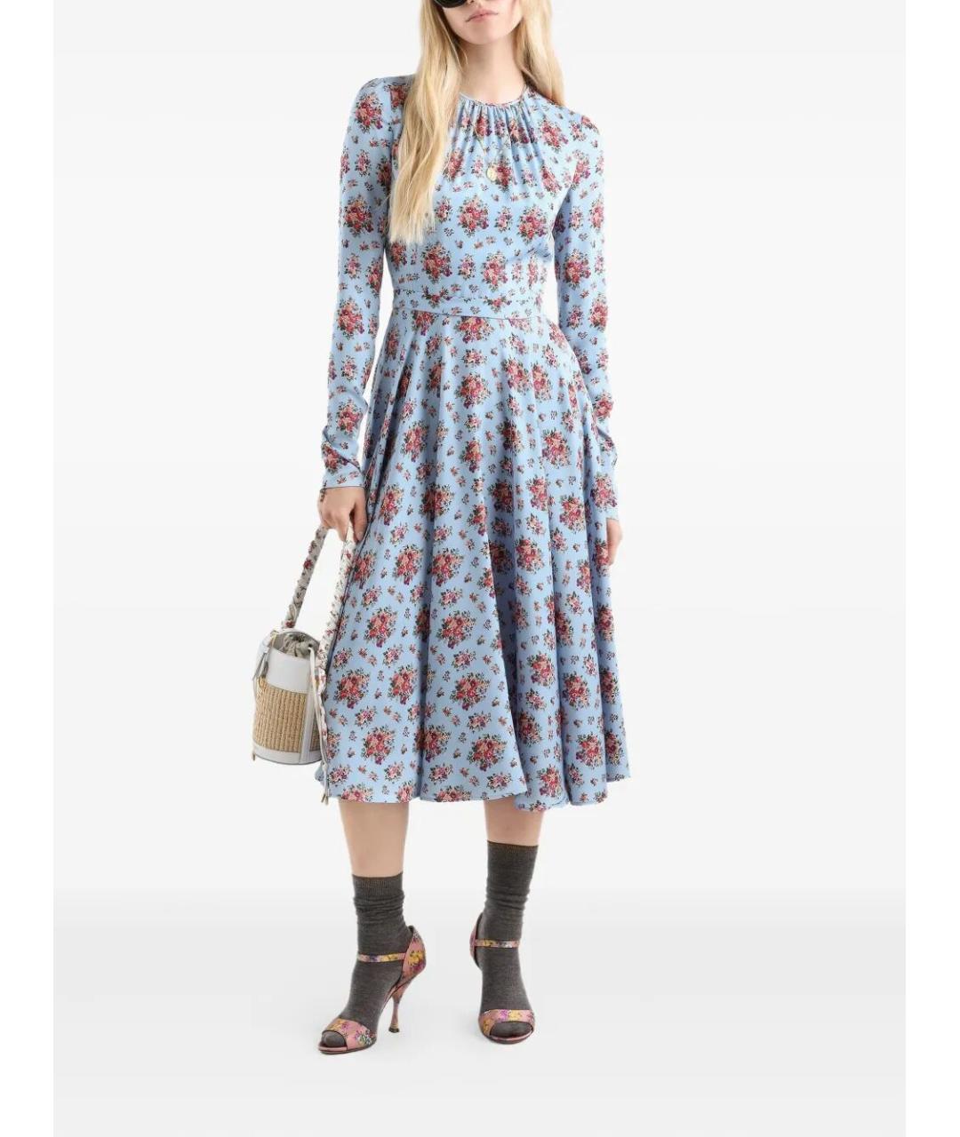 DOLCE&GABBANA Мульти шелковое повседневное платье, фото 2