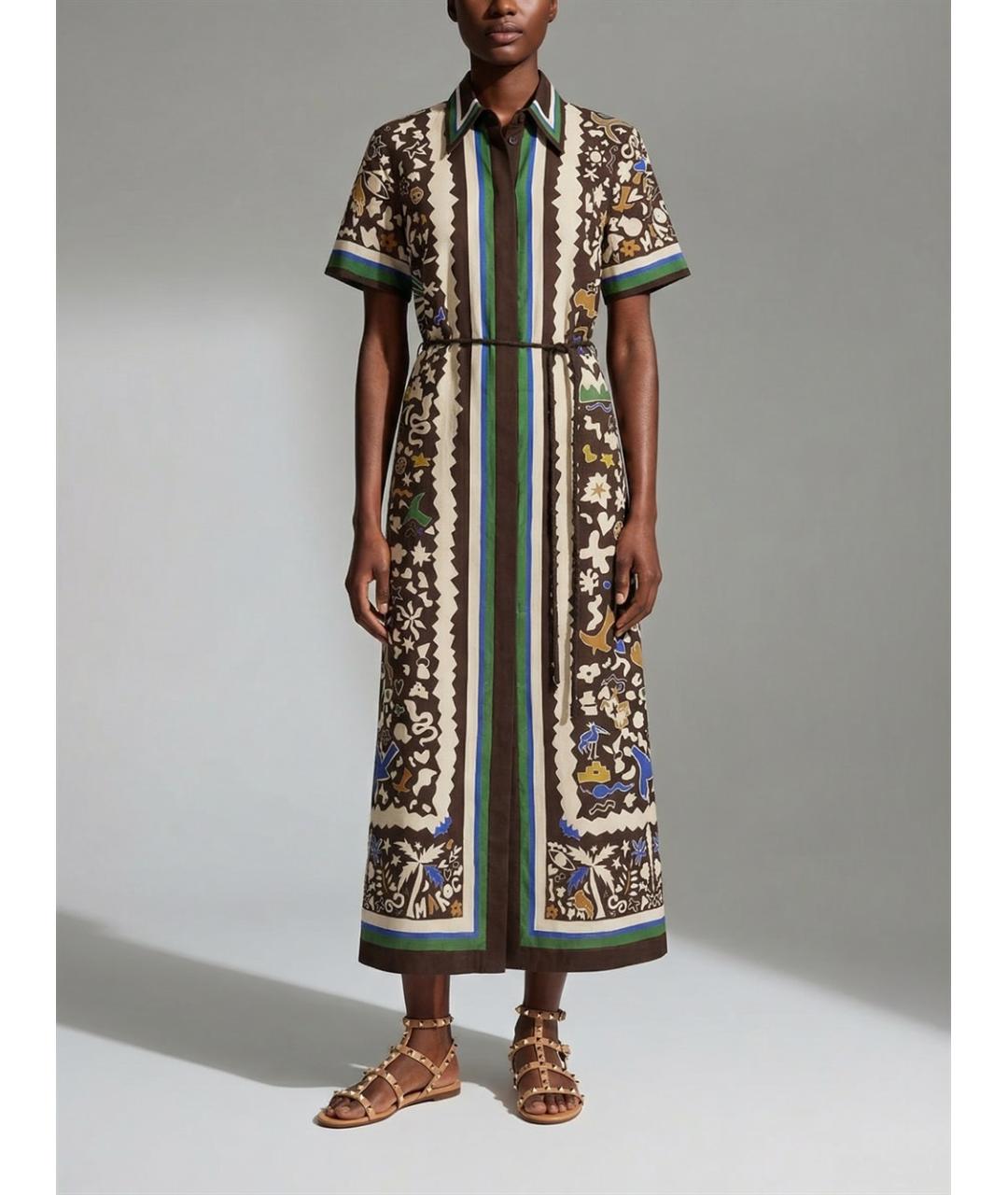 Alemais Мульти льняное повседневное платье, фото 3