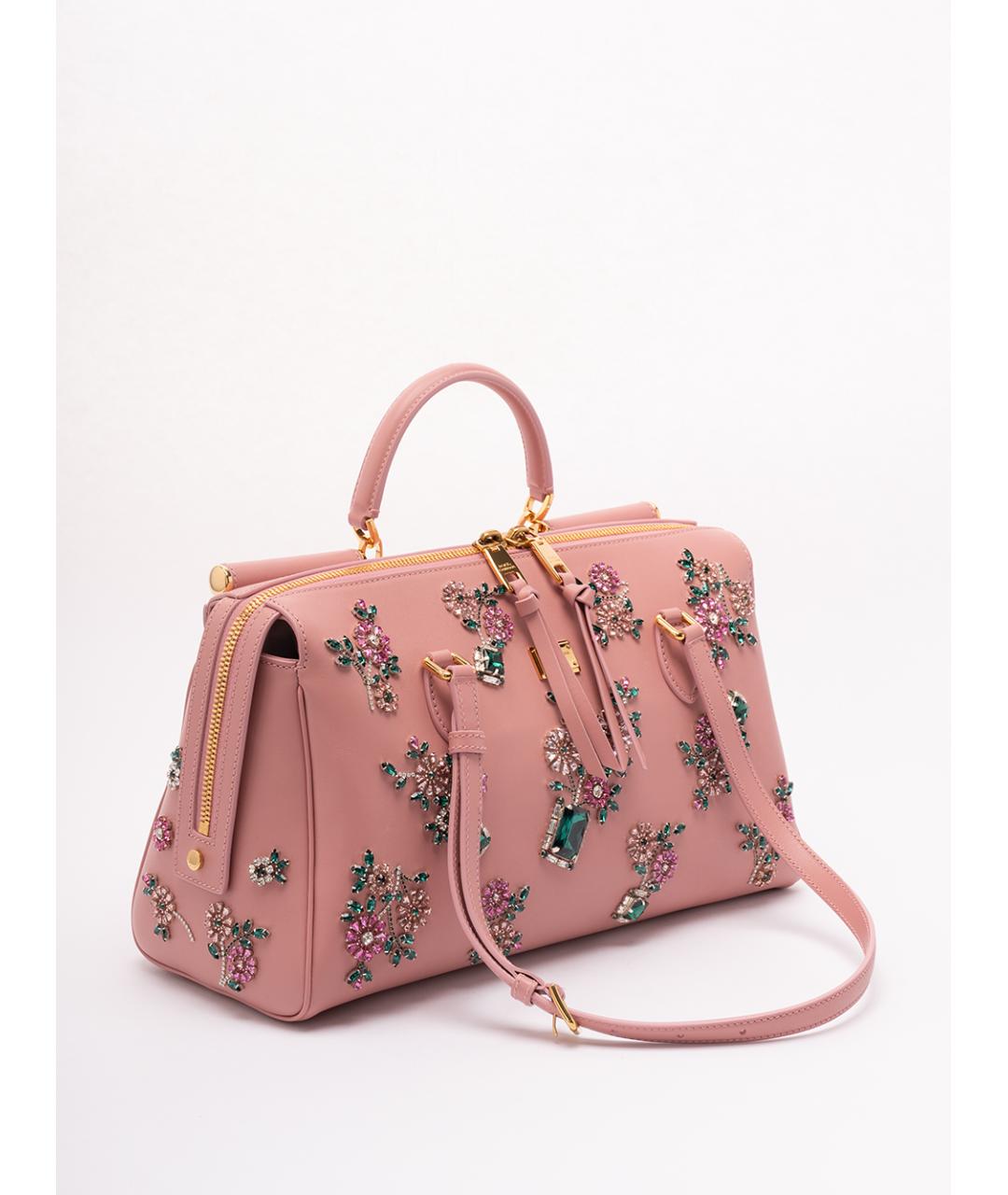 DOLCE&GABBANA Розовая кожаная сумка тоут, фото 3