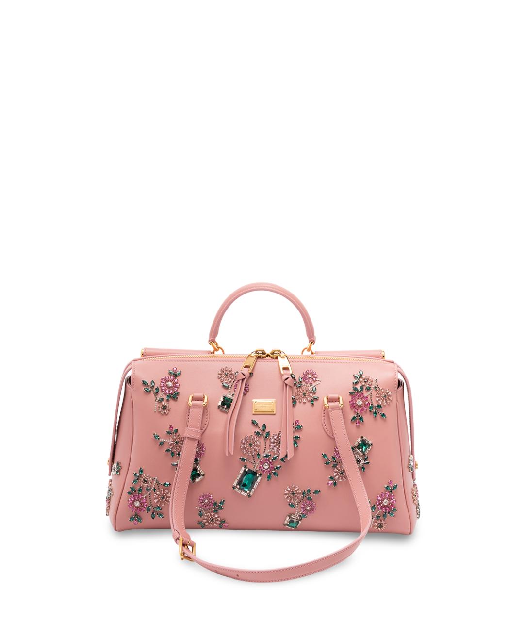 DOLCE&GABBANA Розовая кожаная сумка тоут, фото 1