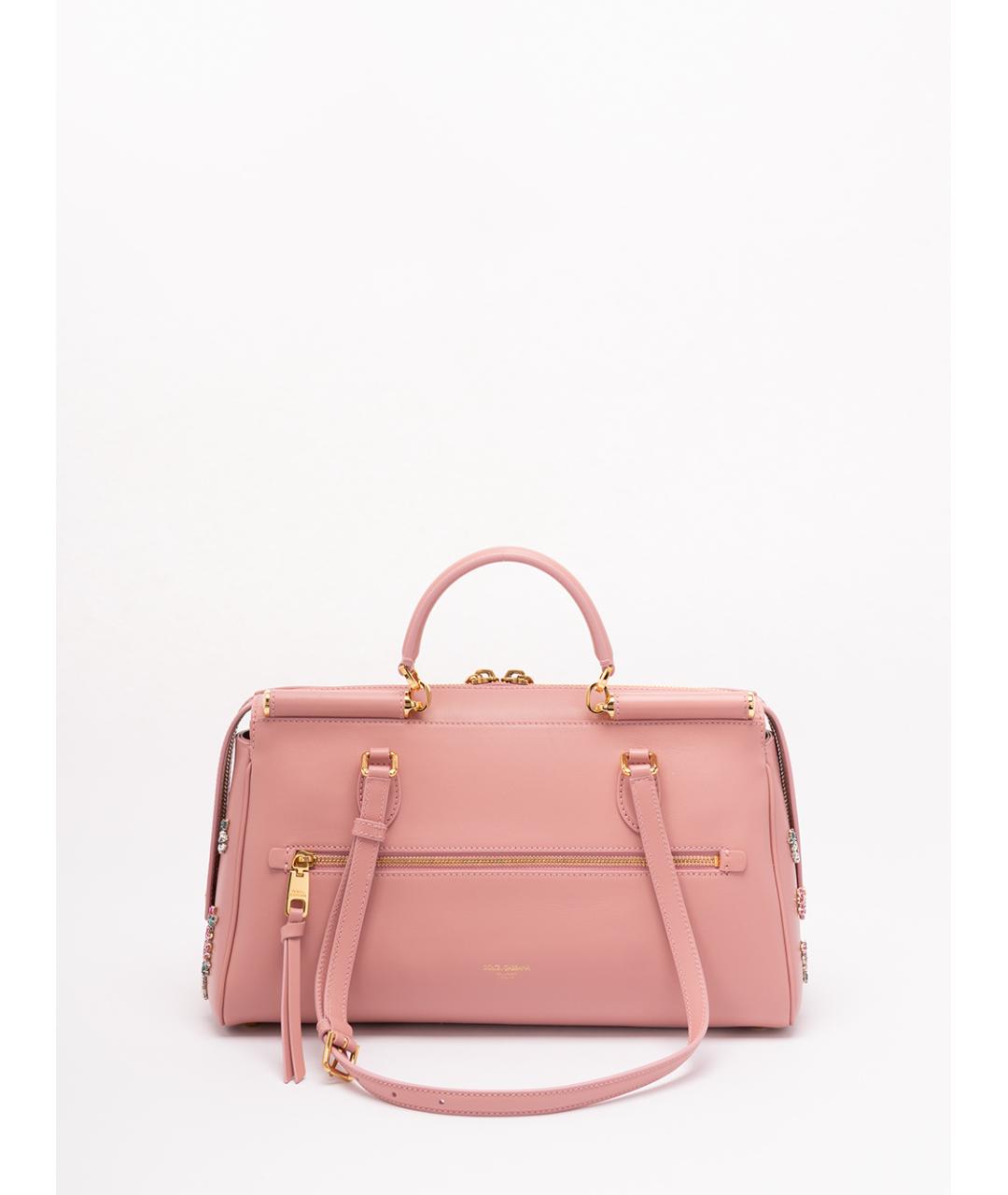 DOLCE&GABBANA Розовая кожаная сумка тоут, фото 2