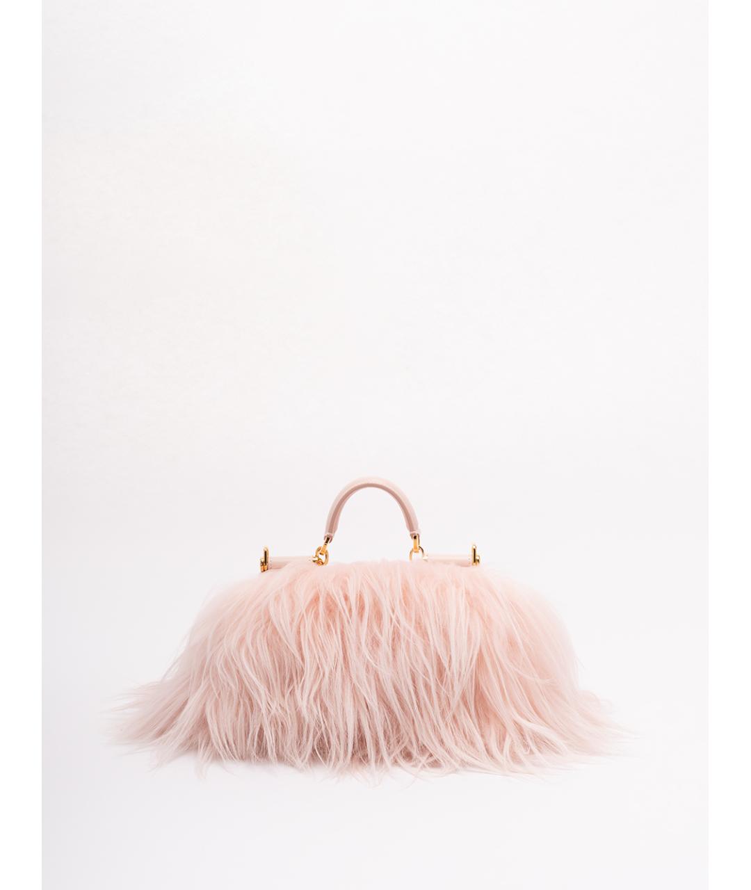 DOLCE&GABBANA Розовая кожаная сумка с короткими ручками, фото 2