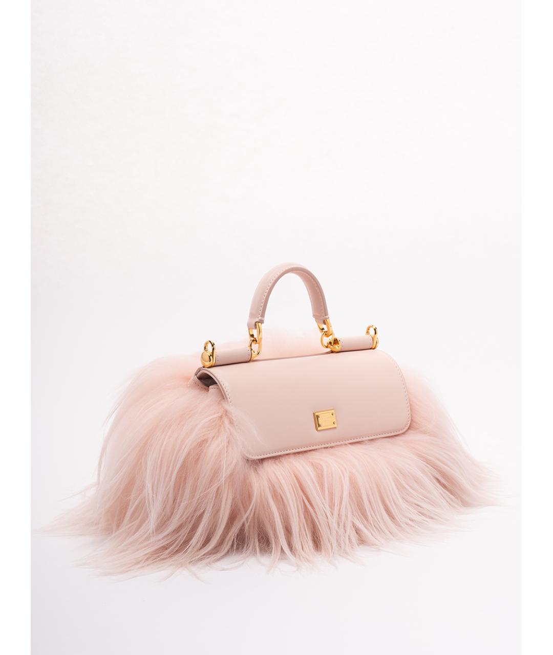 DOLCE&GABBANA Розовая кожаная сумка с короткими ручками, фото 3