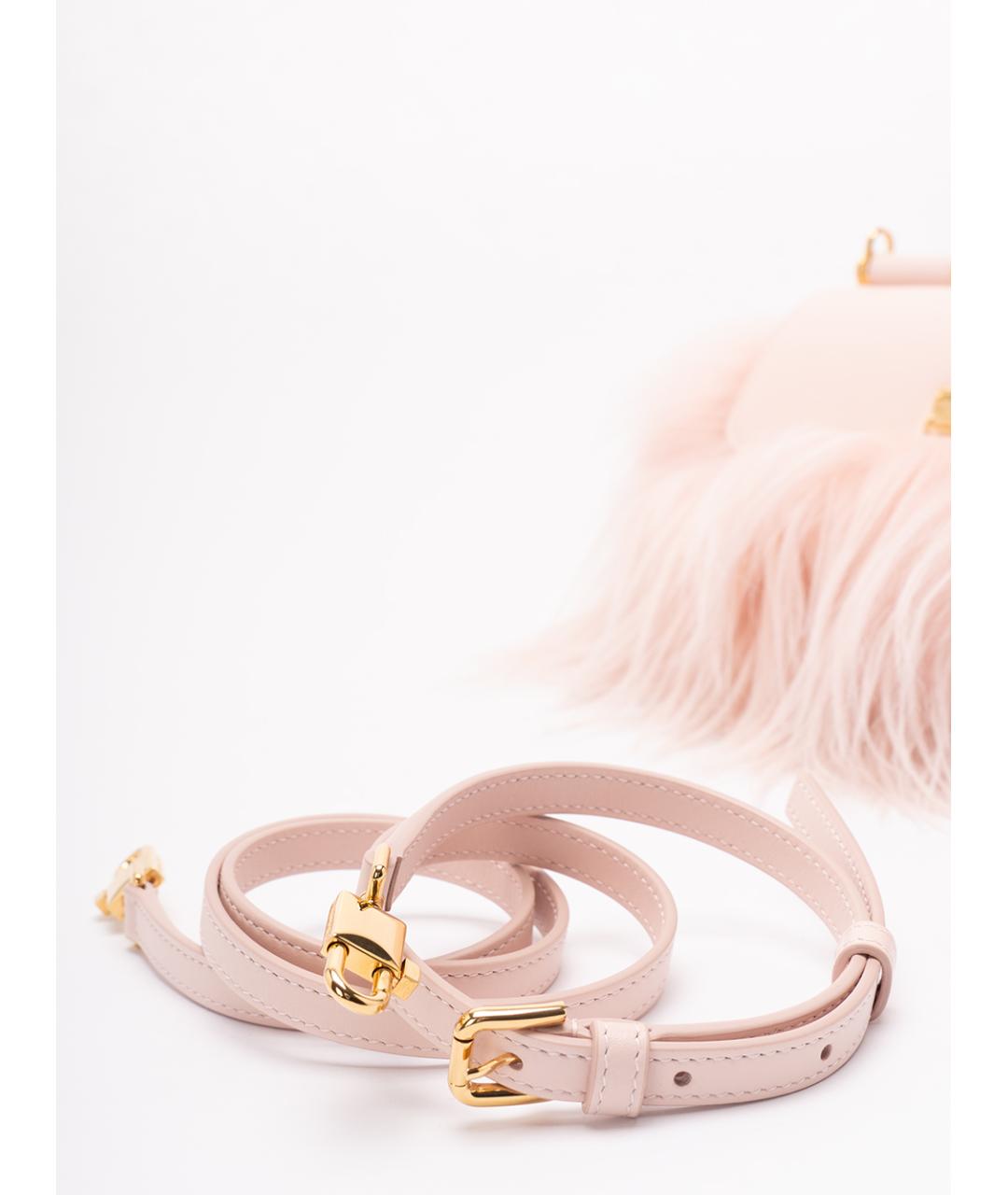 DOLCE&GABBANA Розовая кожаная сумка с короткими ручками, фото 4