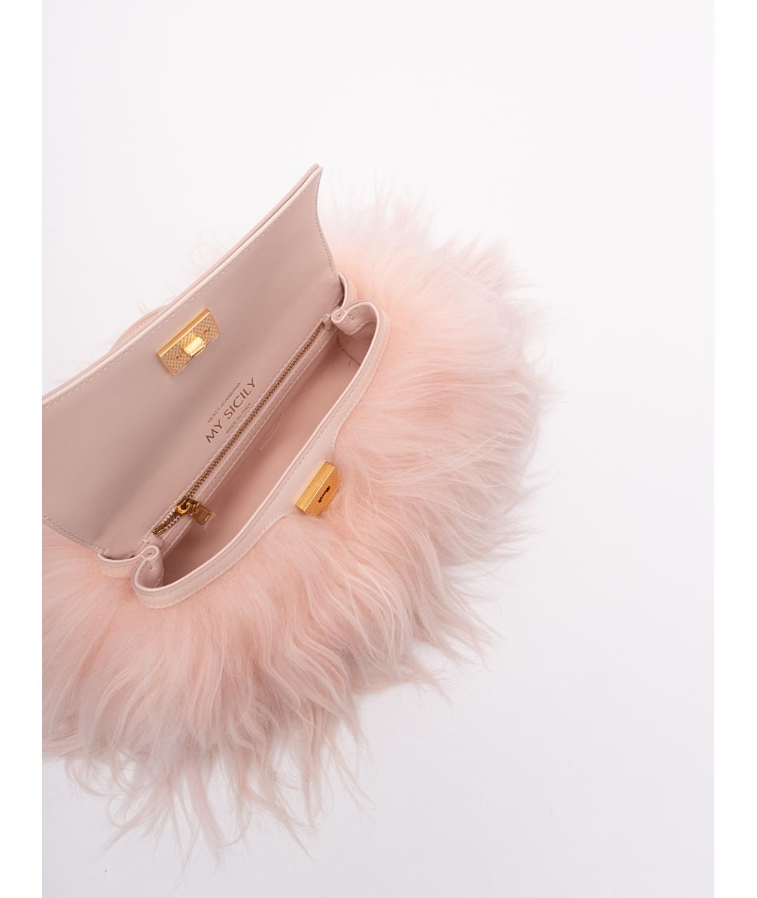 DOLCE&GABBANA Розовая кожаная сумка с короткими ручками, фото 7