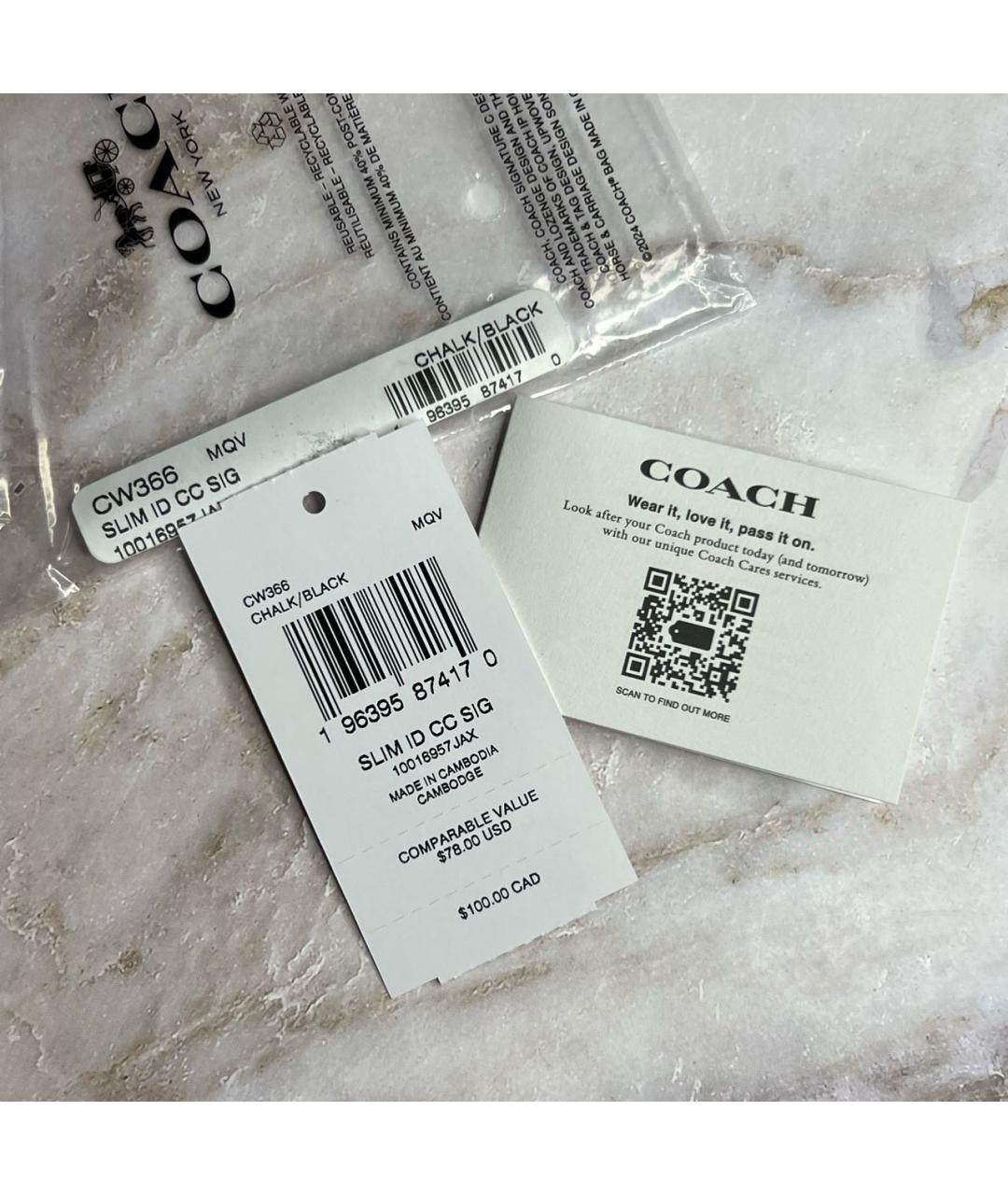 COACH Белый кожаный кардхолдер, фото 6