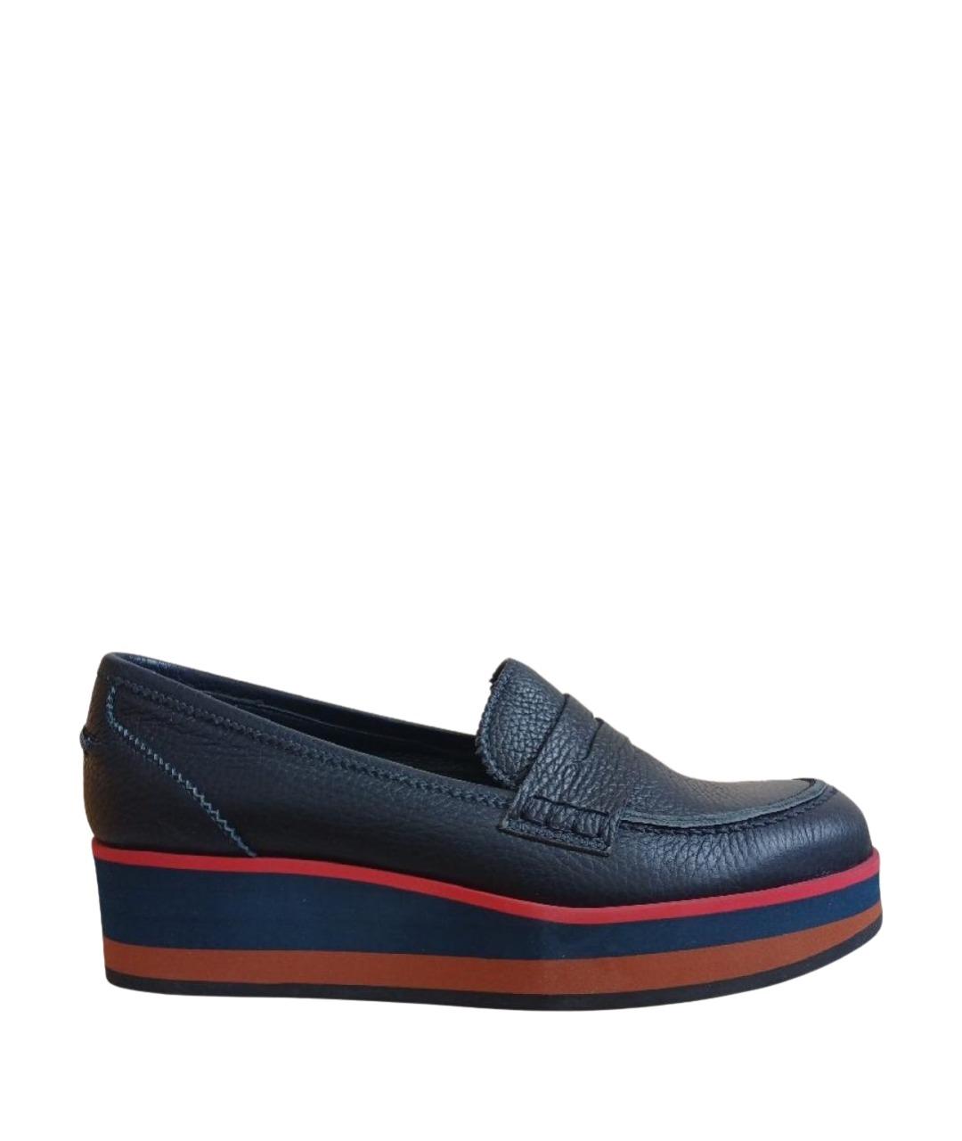 POLLINI Темно-синие кожаные мокасины, фото 1