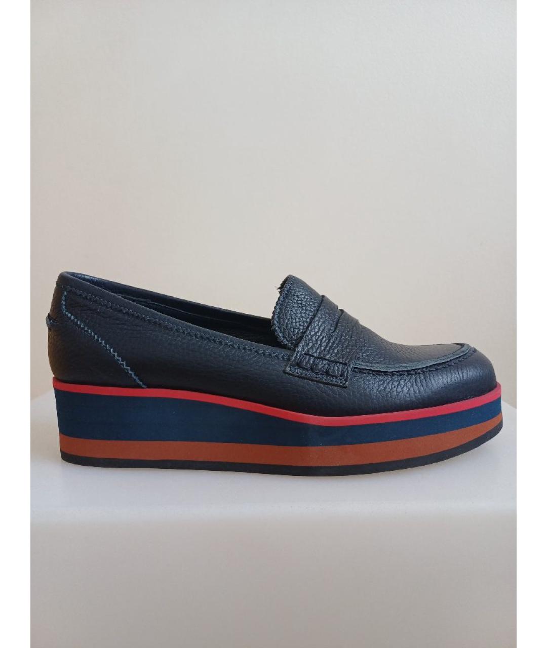 POLLINI Темно-синие кожаные мокасины, фото 9