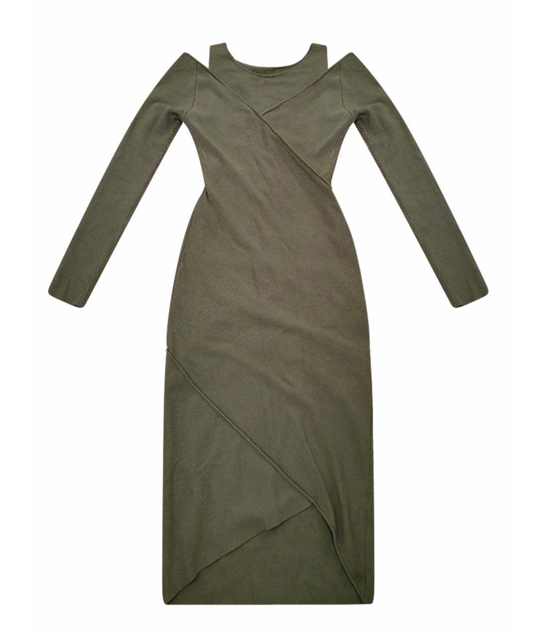 PATRIZIA PEPE Хаки вискозное повседневное платье, фото 1
