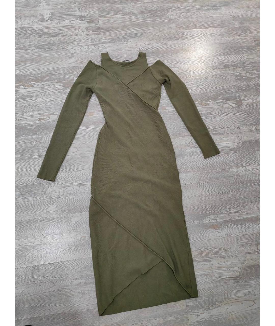 PATRIZIA PEPE Хаки вискозное повседневное платье, фото 4