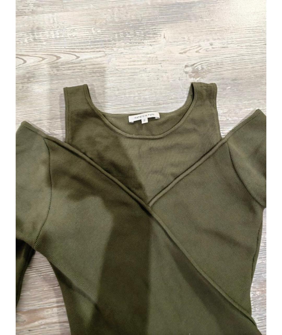 PATRIZIA PEPE Хаки вискозное повседневное платье, фото 2