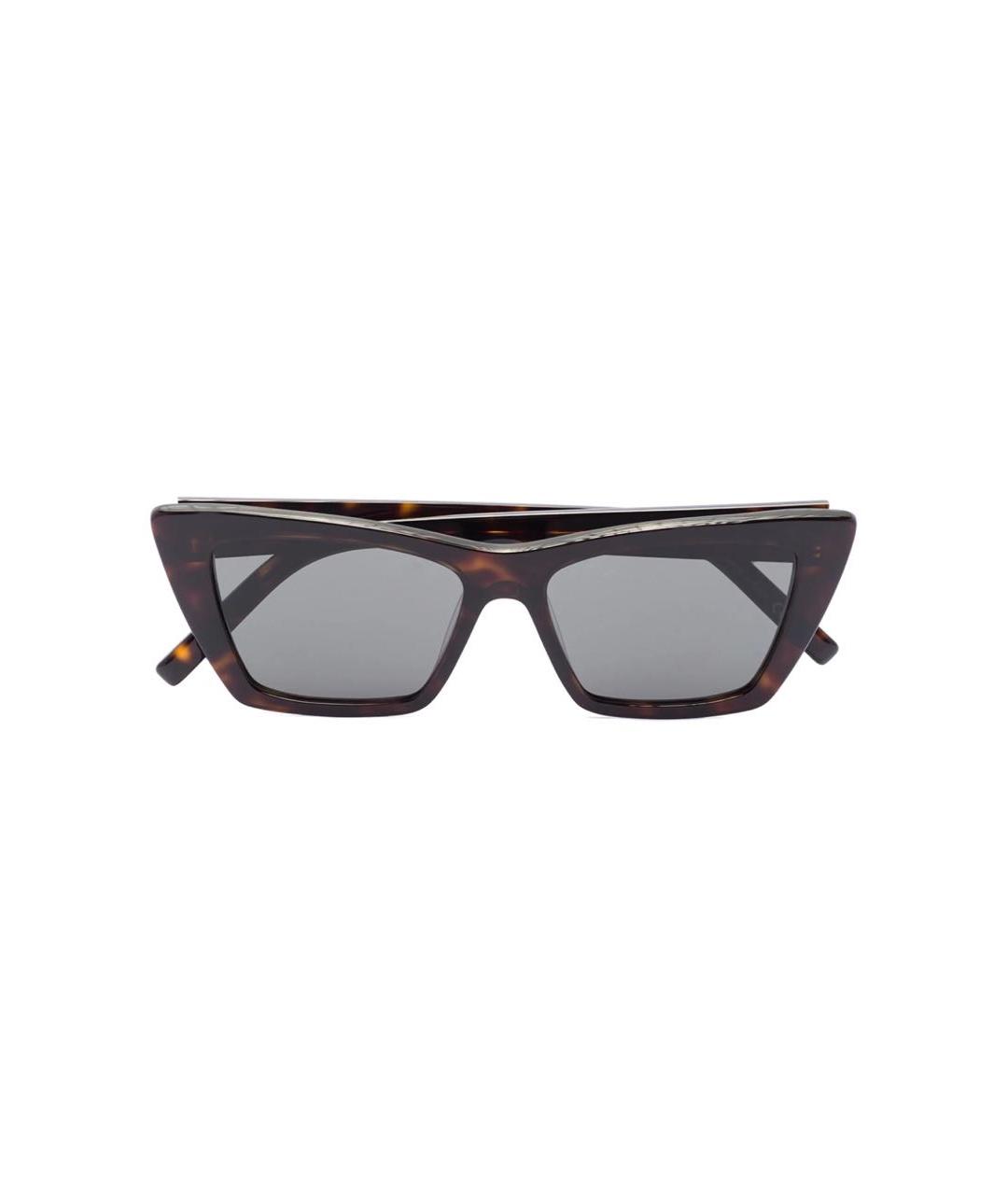 SAINT LAURENT Коричневые пластиковые солнцезащитные очки, фото 6