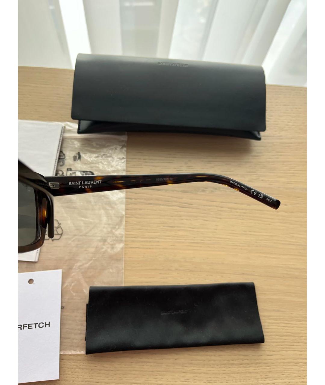 SAINT LAURENT Коричневые пластиковые солнцезащитные очки, фото 4