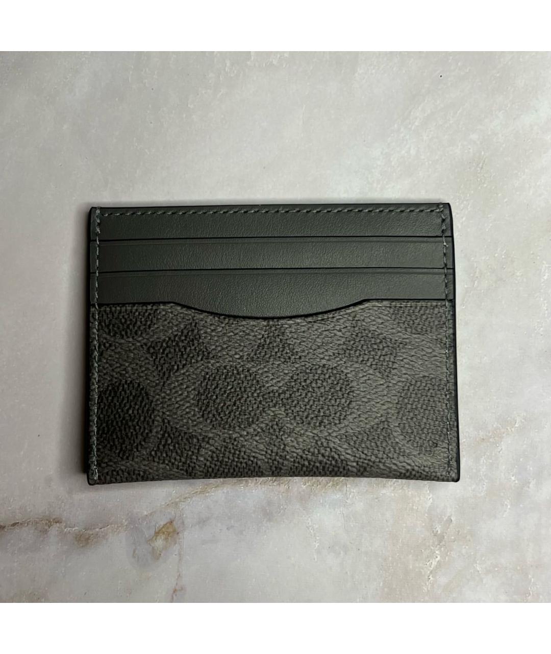 COACH Антрацитовый кожаный кардхолдер, фото 9