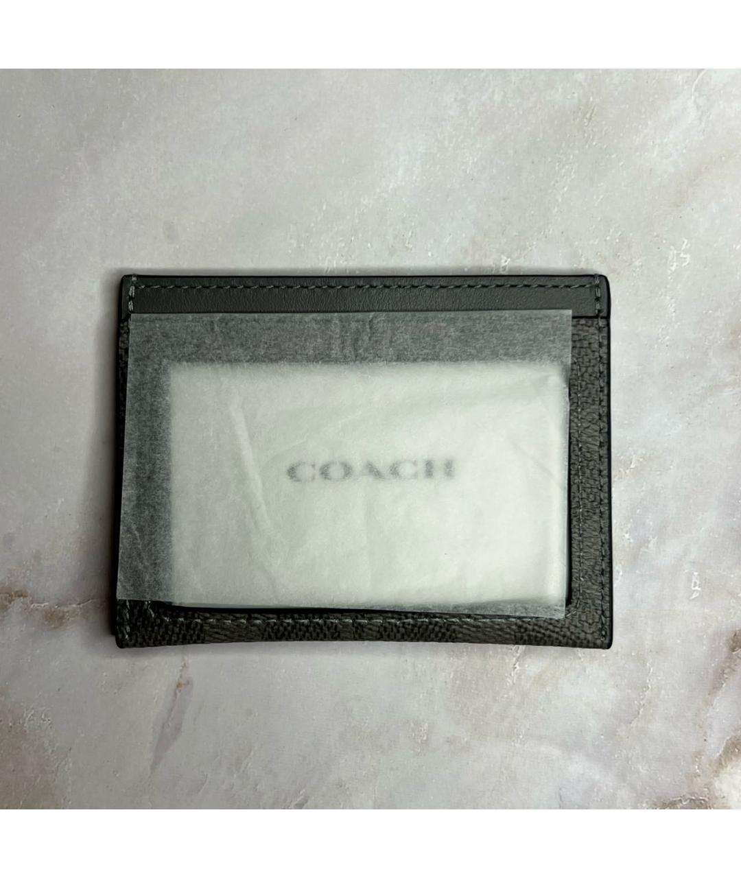 COACH Антрацитовый кожаный кардхолдер, фото 3