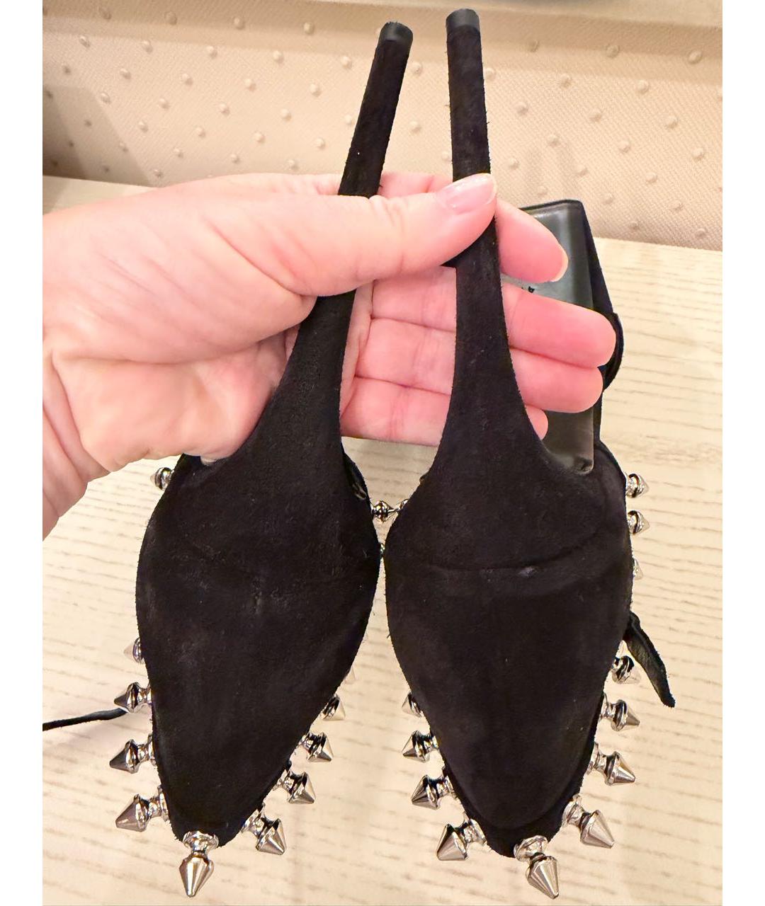 PHILIPP PLEIN Черные замшевые босоножки, фото 7