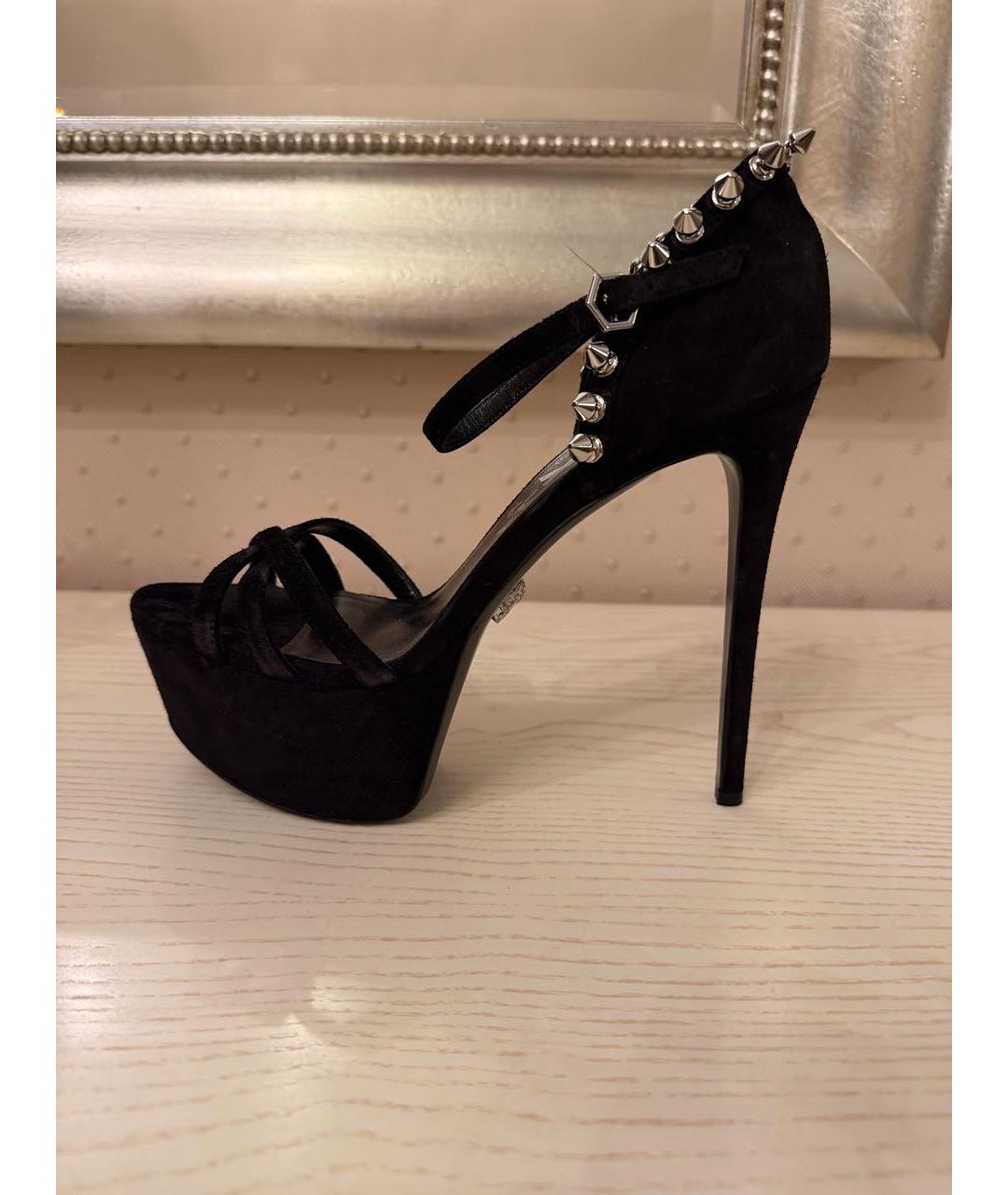 PHILIPP PLEIN Черные замшевые босоножки, фото 9