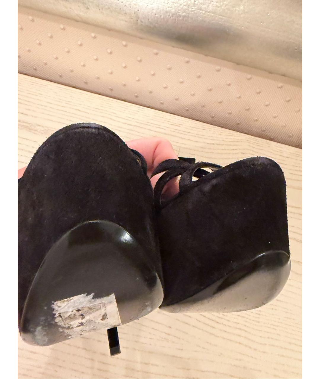 PHILIPP PLEIN Черные замшевые босоножки, фото 6