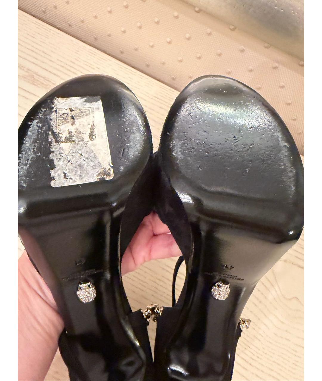 PHILIPP PLEIN Черные замшевые босоножки, фото 5