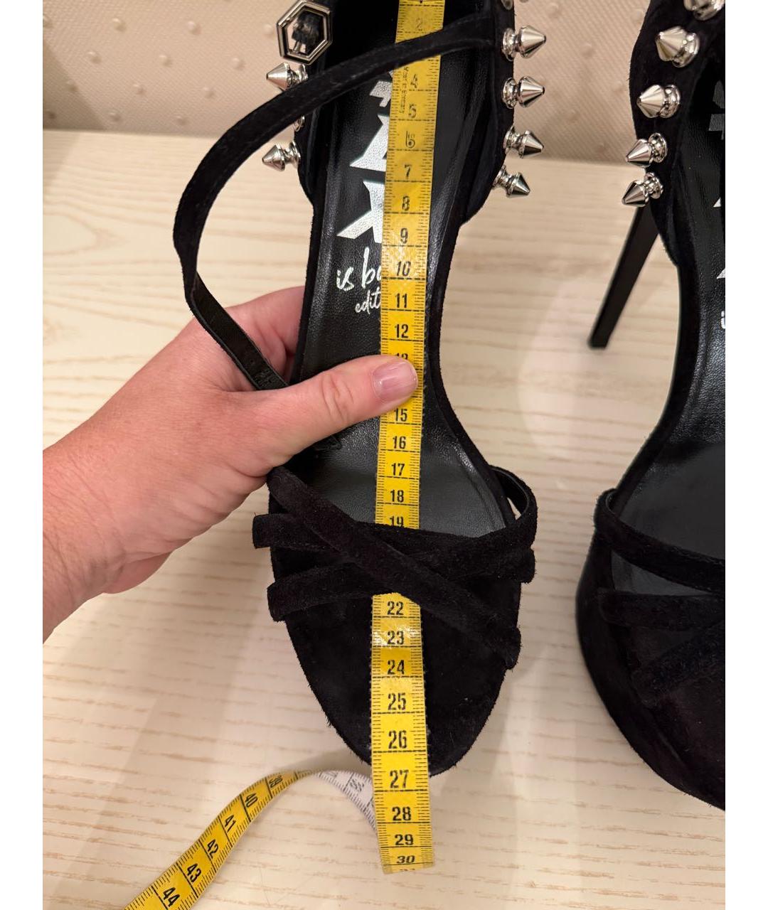 PHILIPP PLEIN Черные замшевые босоножки, фото 8