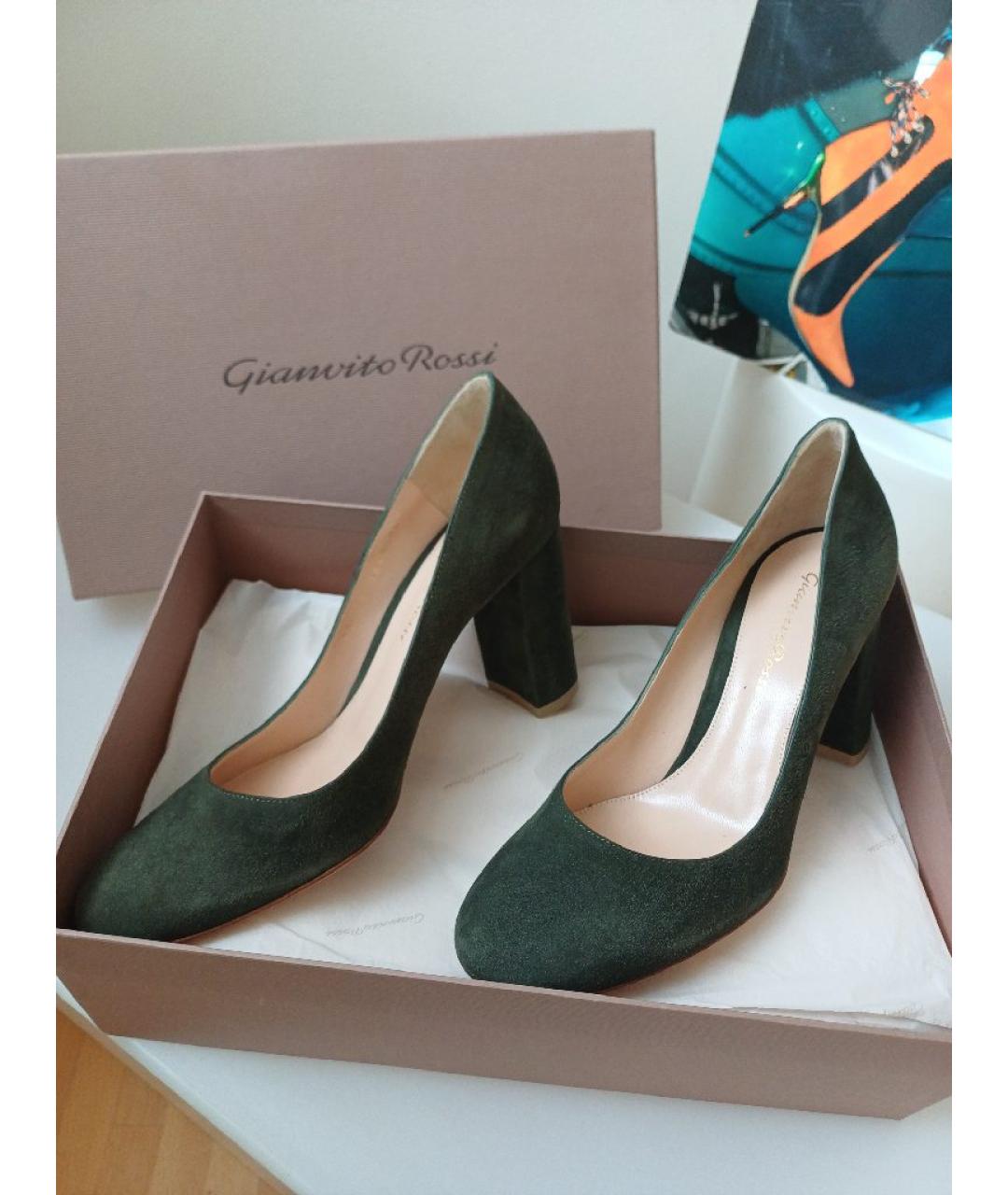 GIANVITO ROSSI Хаки замшевые туфли, фото 2