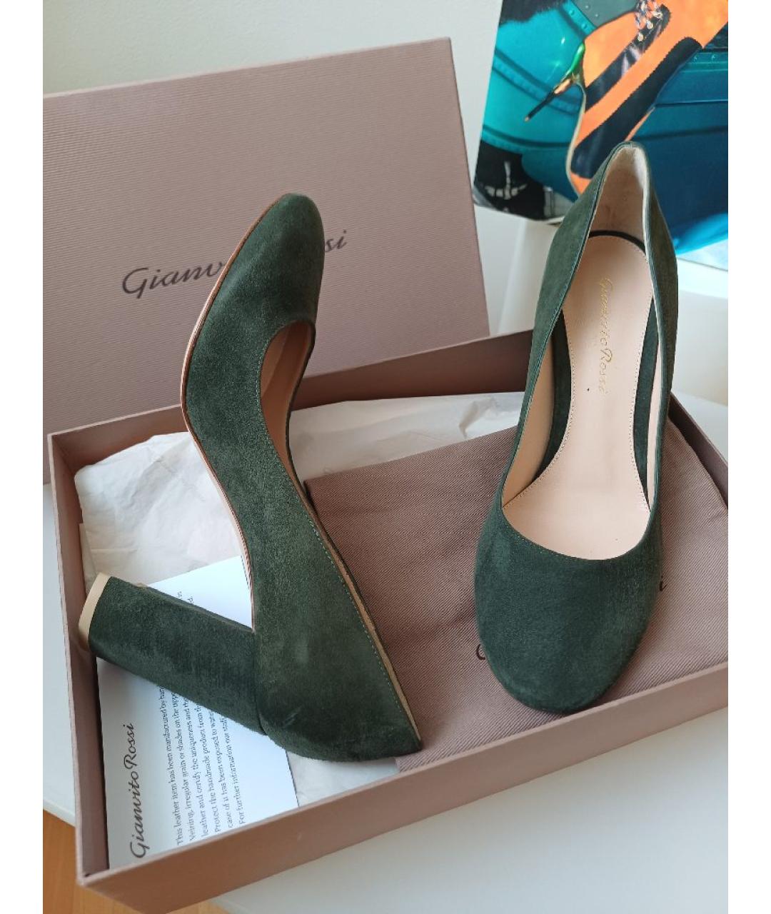 GIANVITO ROSSI Хаки замшевые туфли, фото 4
