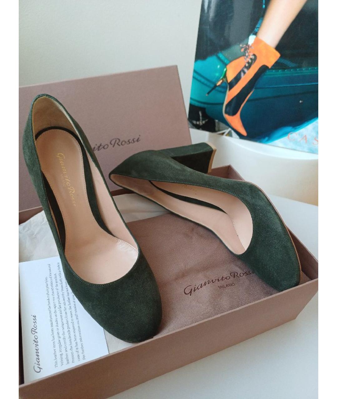 GIANVITO ROSSI Хаки замшевые туфли, фото 3