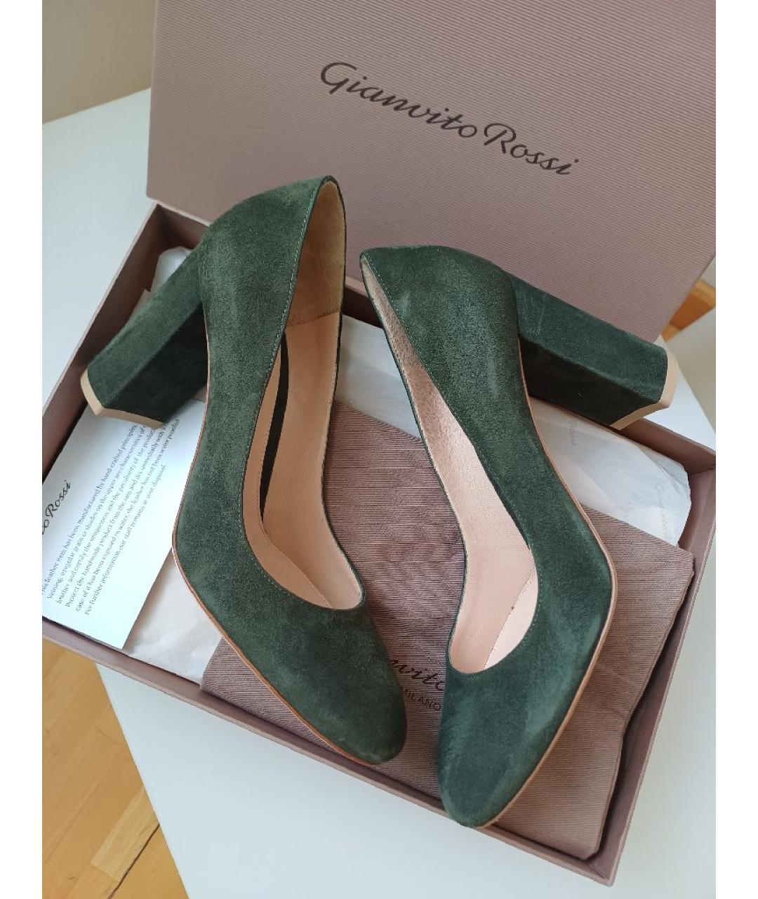 GIANVITO ROSSI Хаки замшевые туфли, фото 5