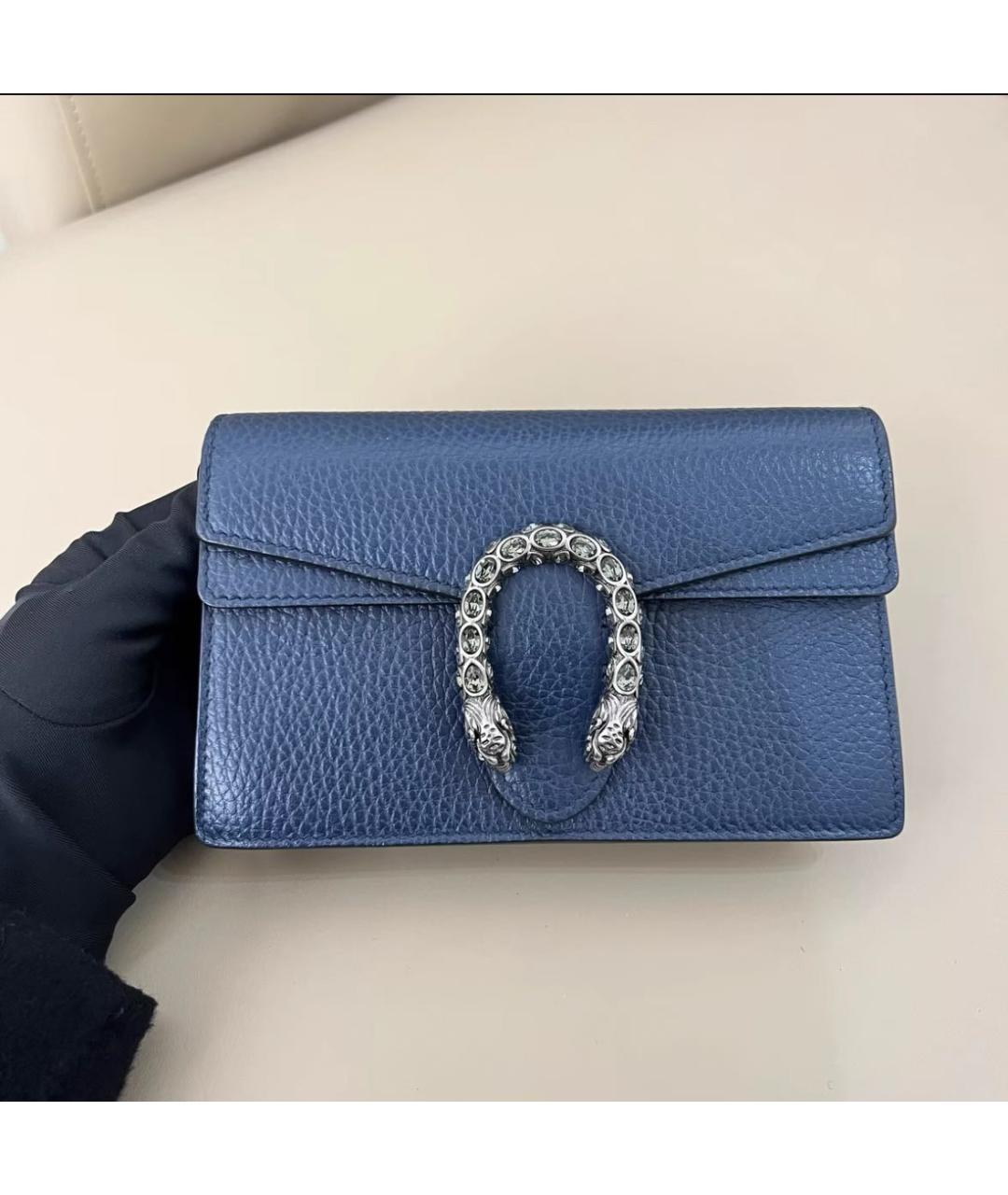 GUCCI Синяя кожаная сумка через плечо, фото 5