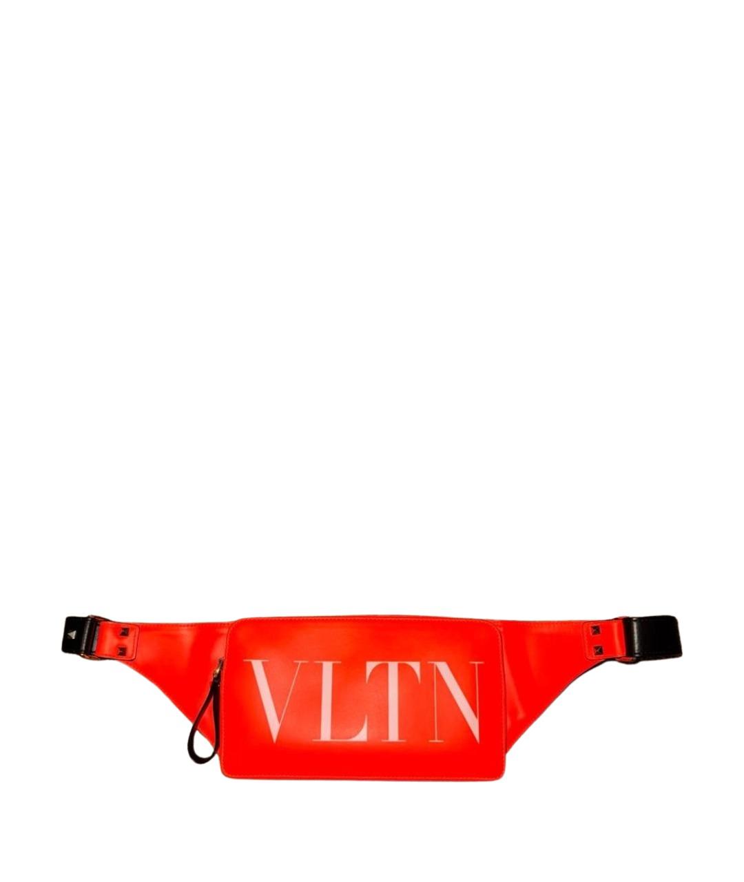VALENTINO Оранжевая кожаная поясная сумка, фото 1