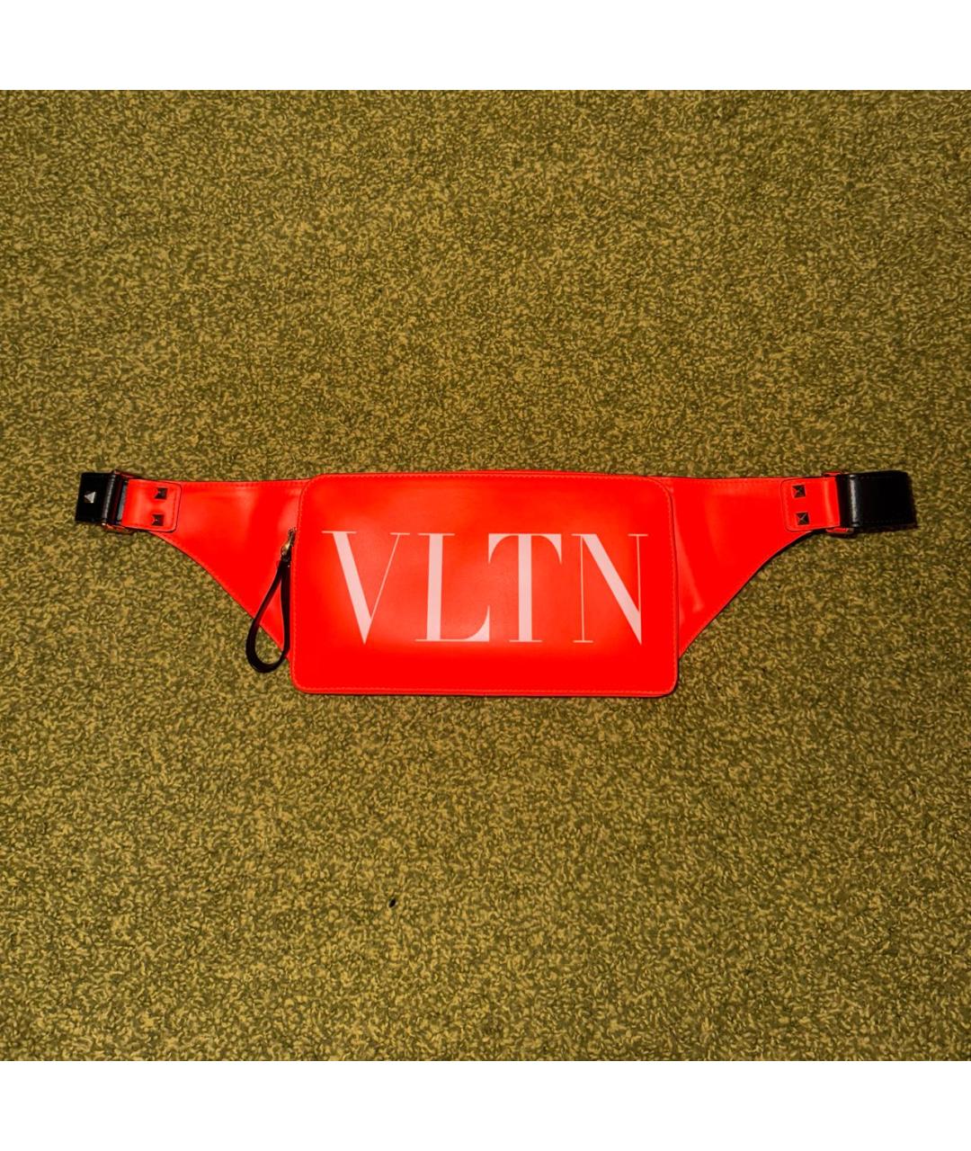 VALENTINO Оранжевая кожаная поясная сумка, фото 8