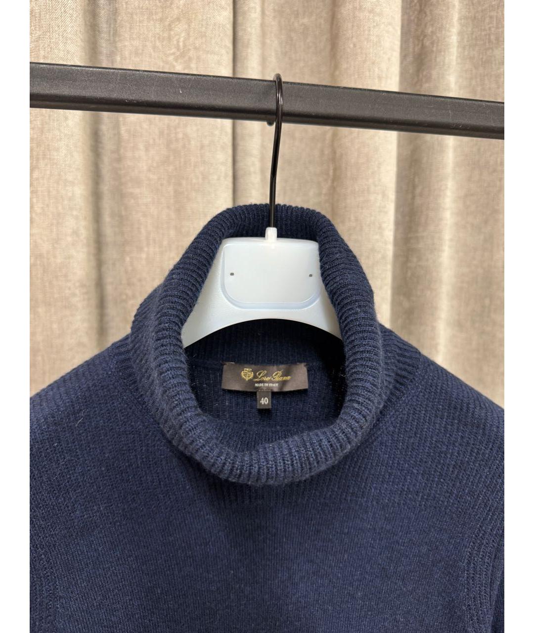 LORO PIANA Темно-синее кашемировое повседневное платье, фото 3