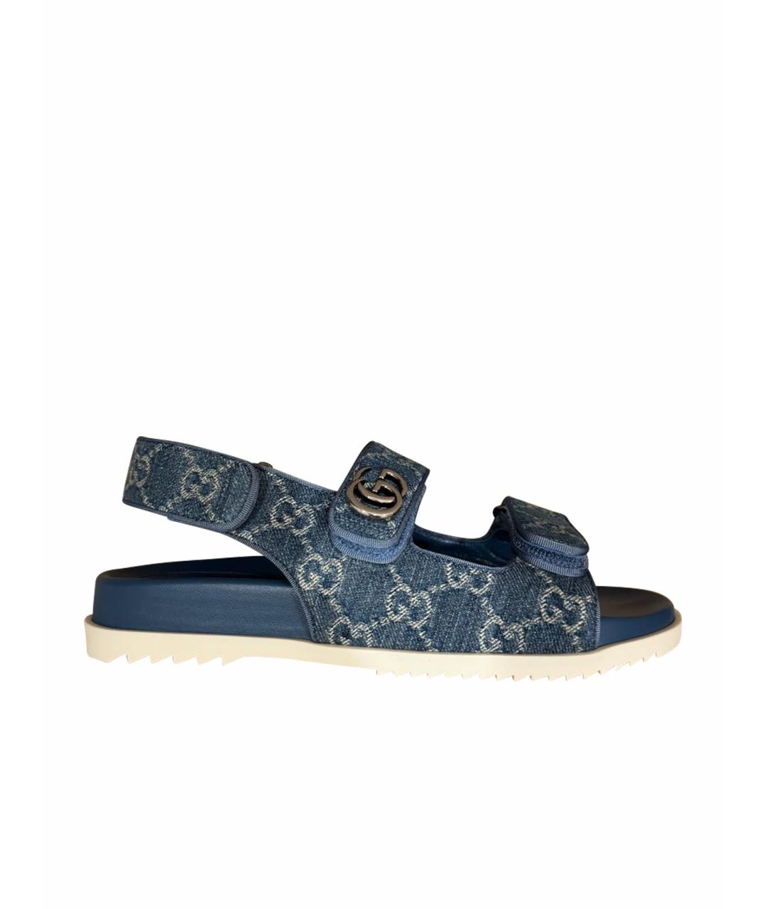 GUCCI Синие текстильные сандалии, фото 1