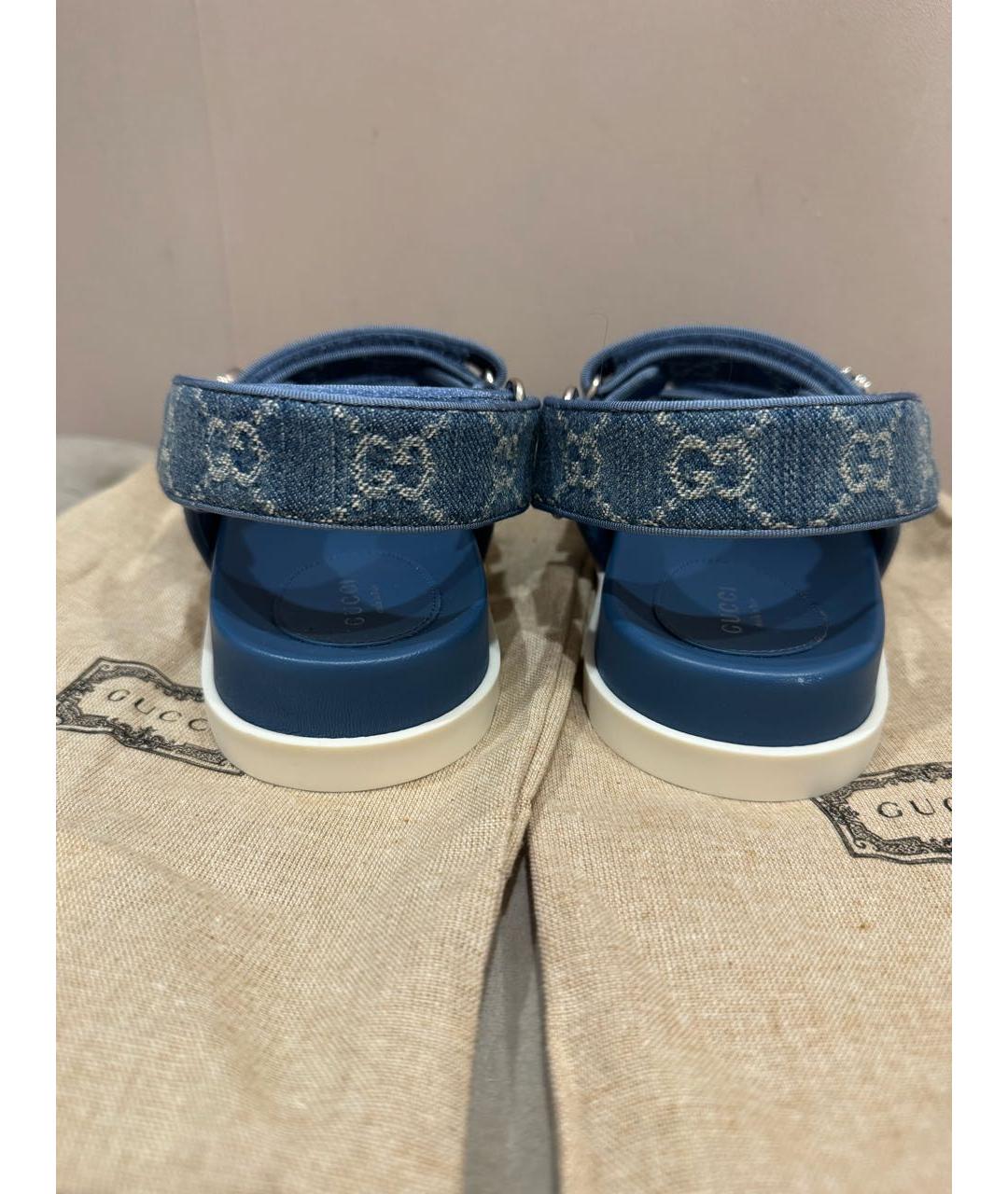 GUCCI Синие текстильные сандалии, фото 4