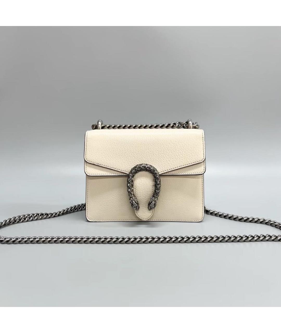 GUCCI Белая кожаная сумка через плечо, фото 6