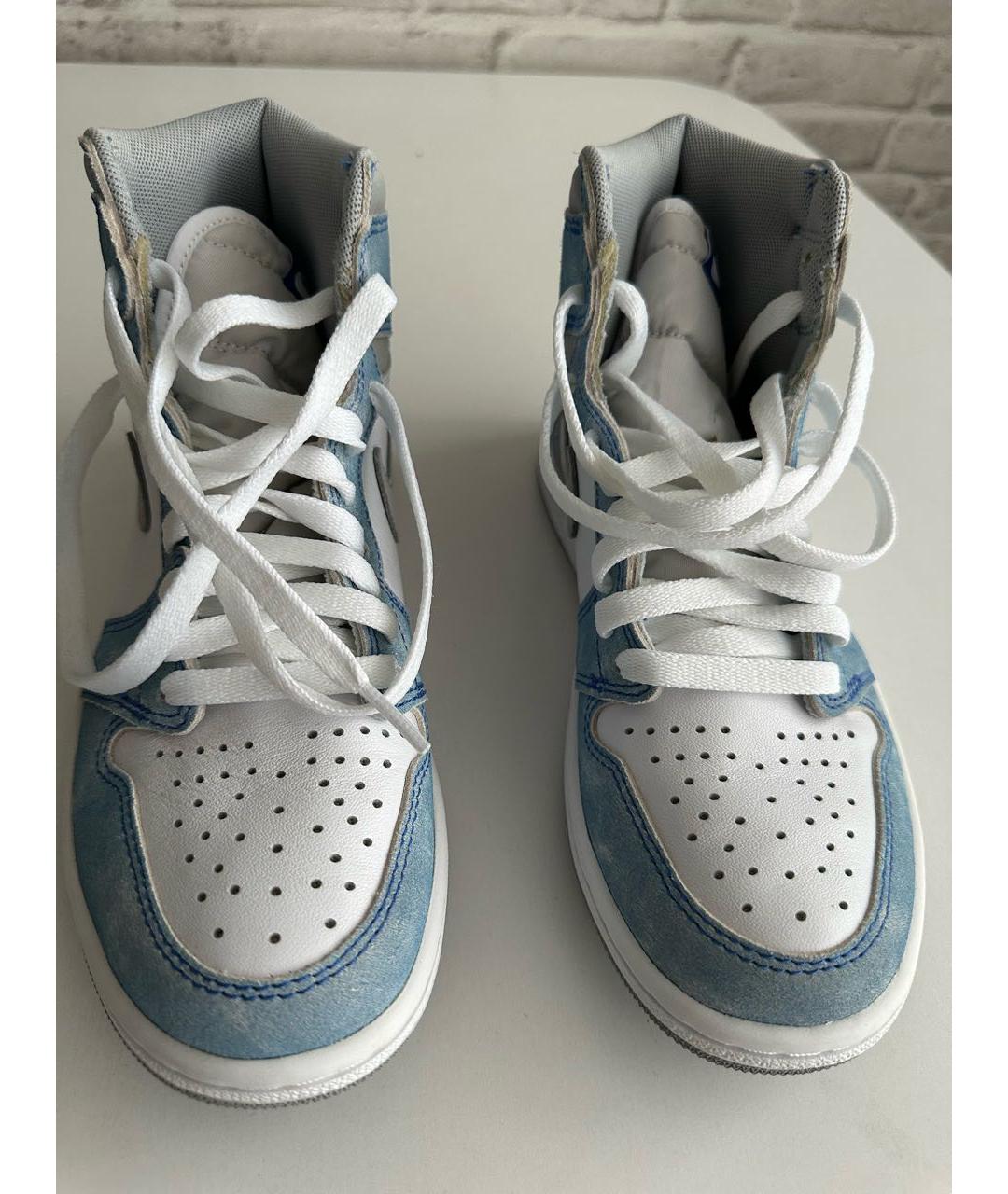 JORDAN Голубые кожаные кроссовки, фото 4