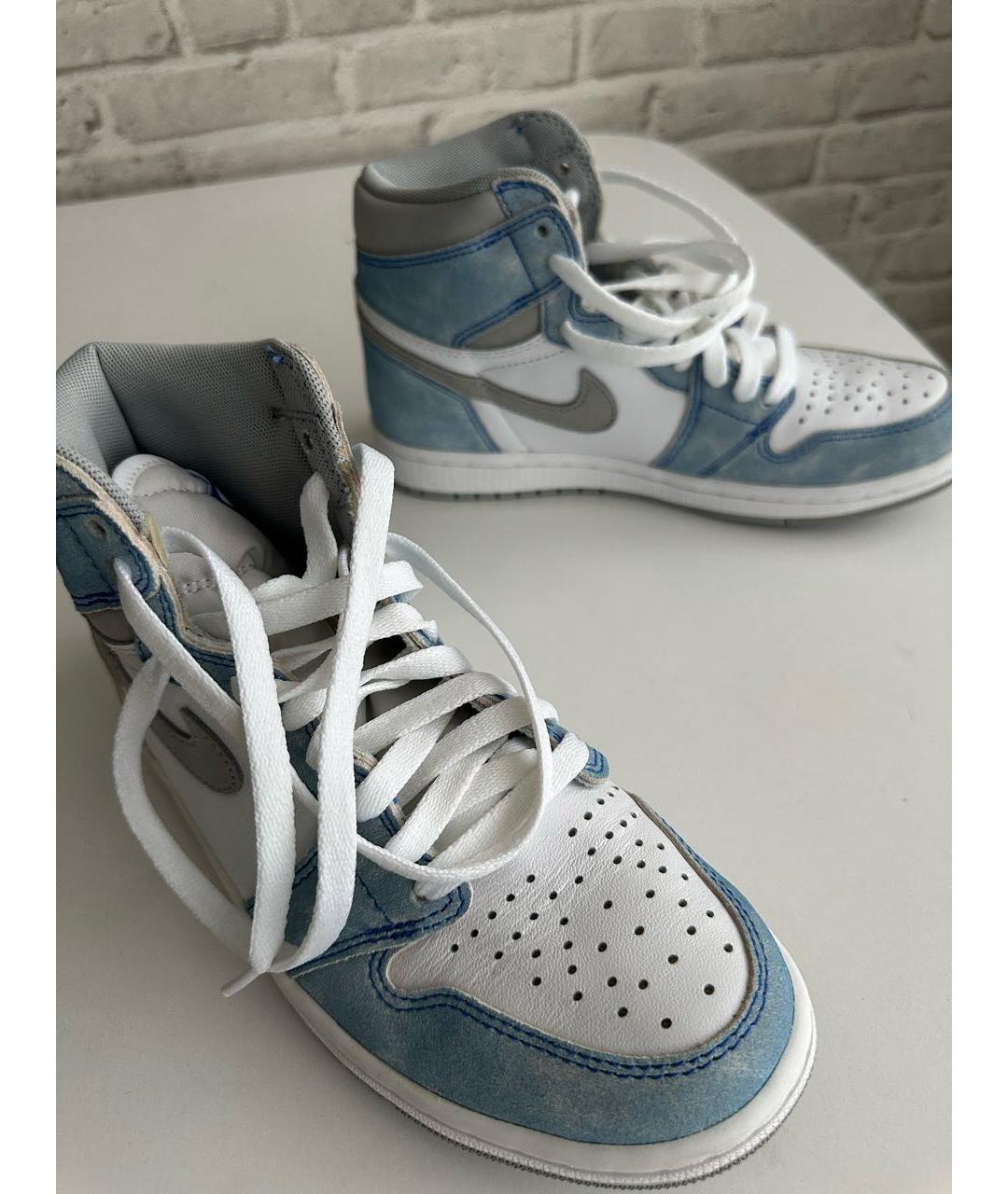 JORDAN Голубые кожаные кроссовки, фото 6