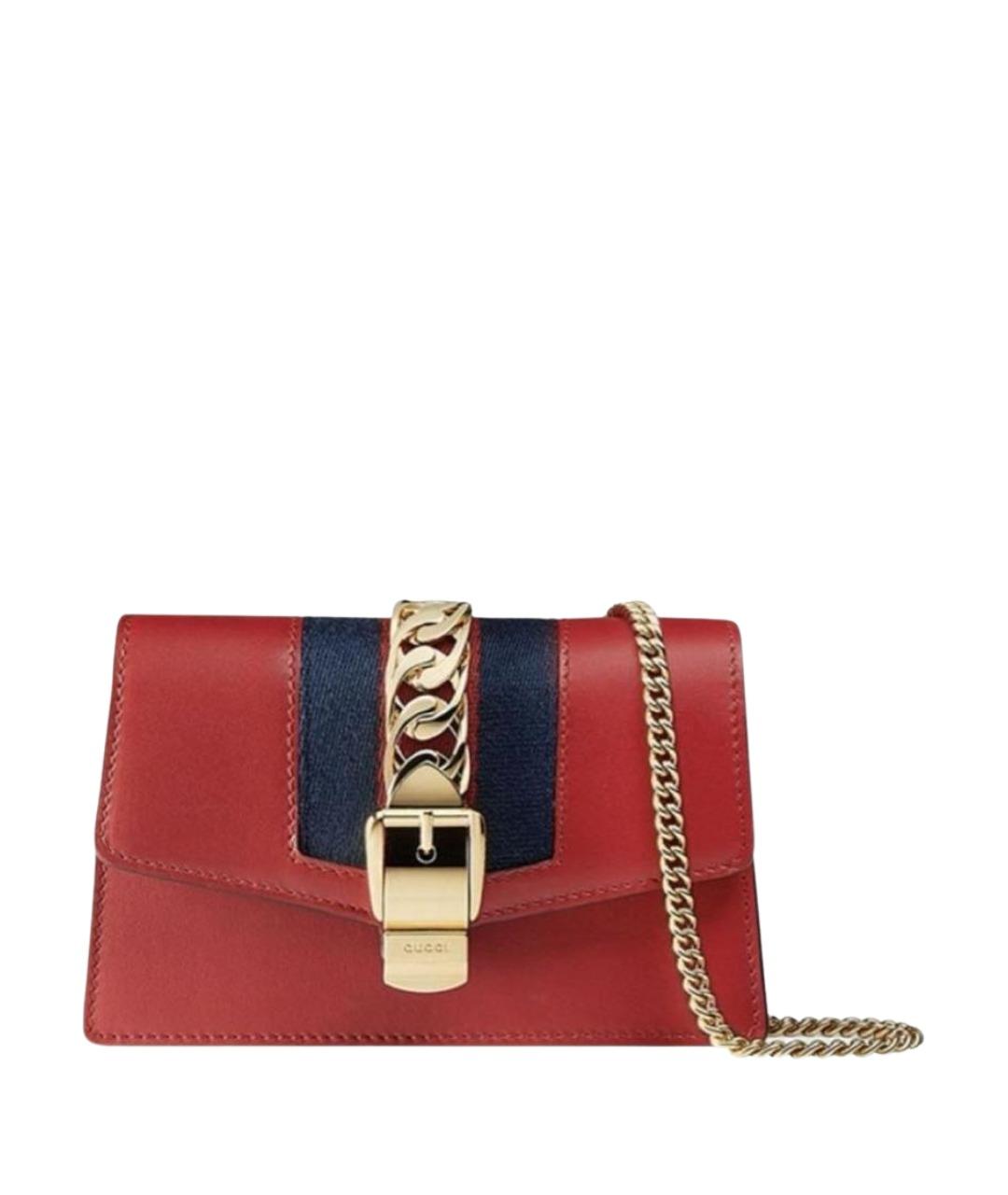 GUCCI Красная кожаная сумка через плечо, фото 1