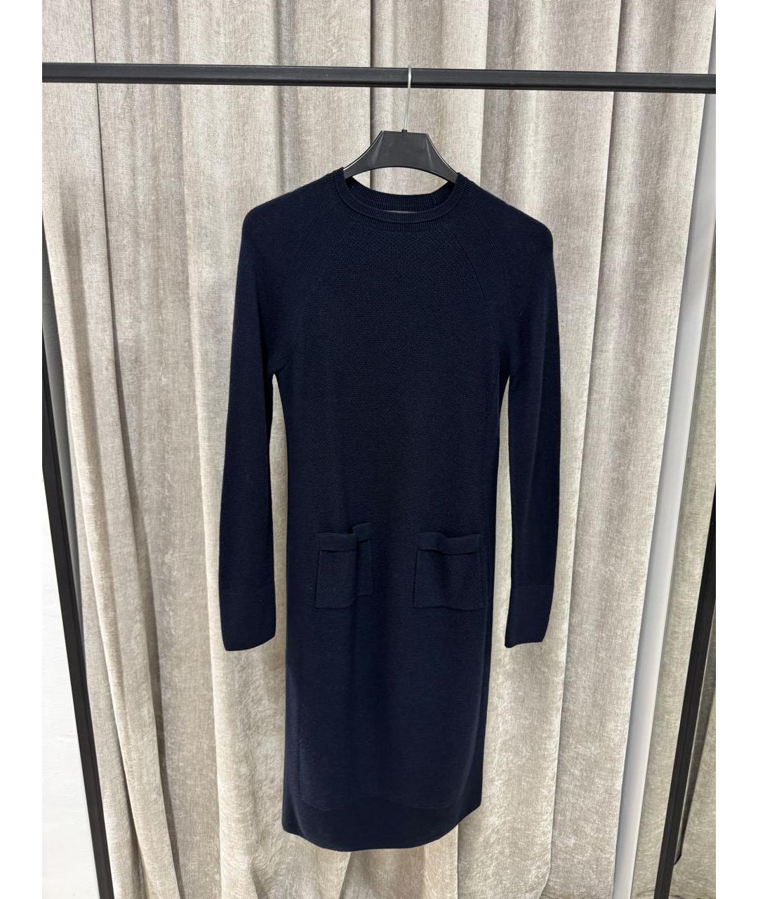 LORO PIANA Темно-синее кашемировое повседневное платье, фото 5